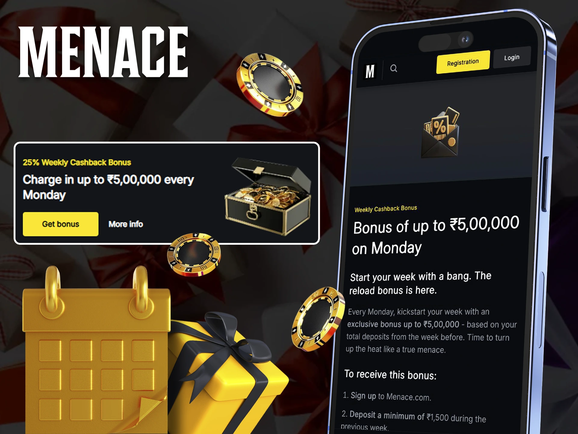 Get cashback using your bonus in the Menace King app.