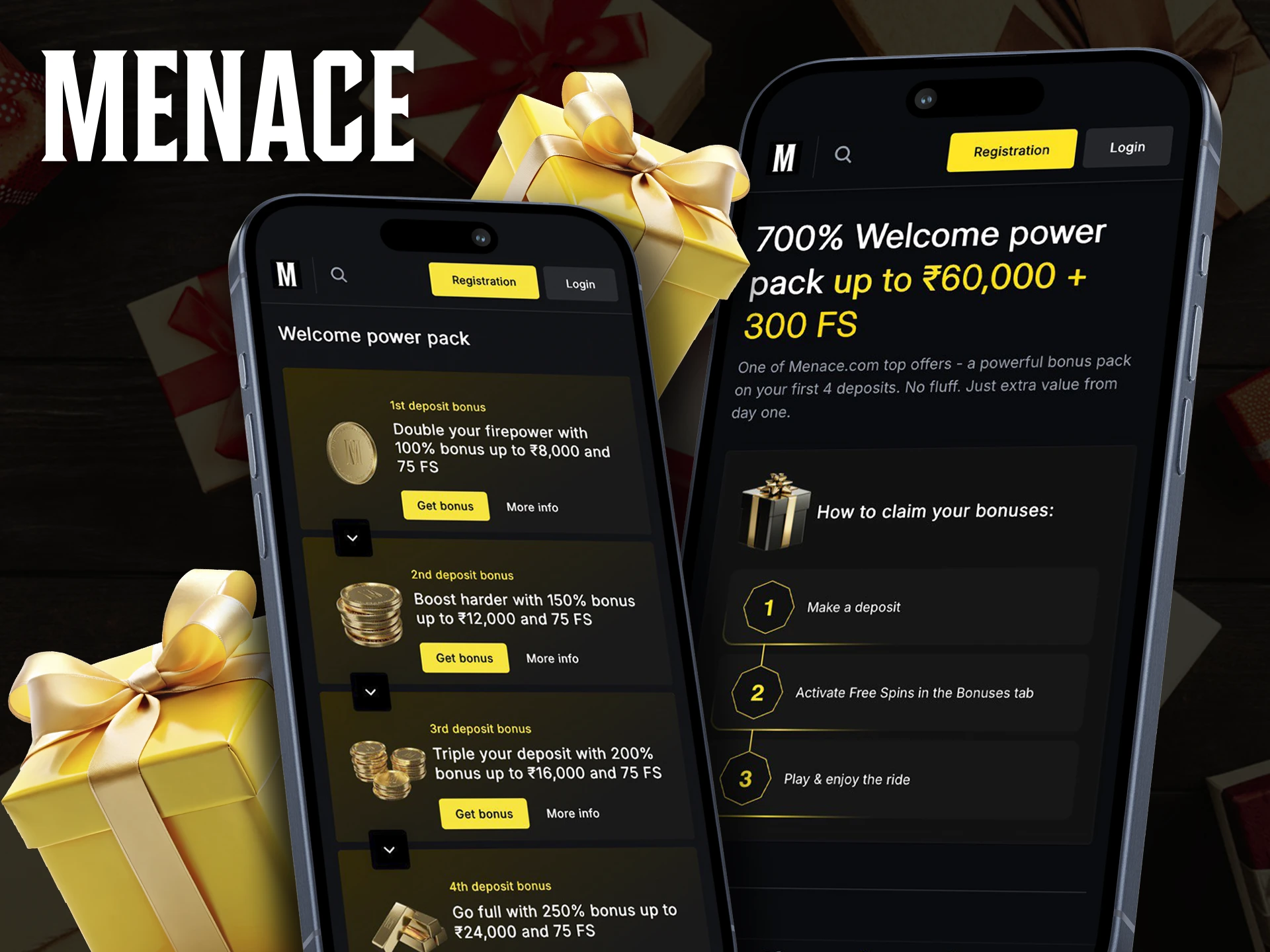 A welcome bonus awaits after making a deposit in the Menace King app.