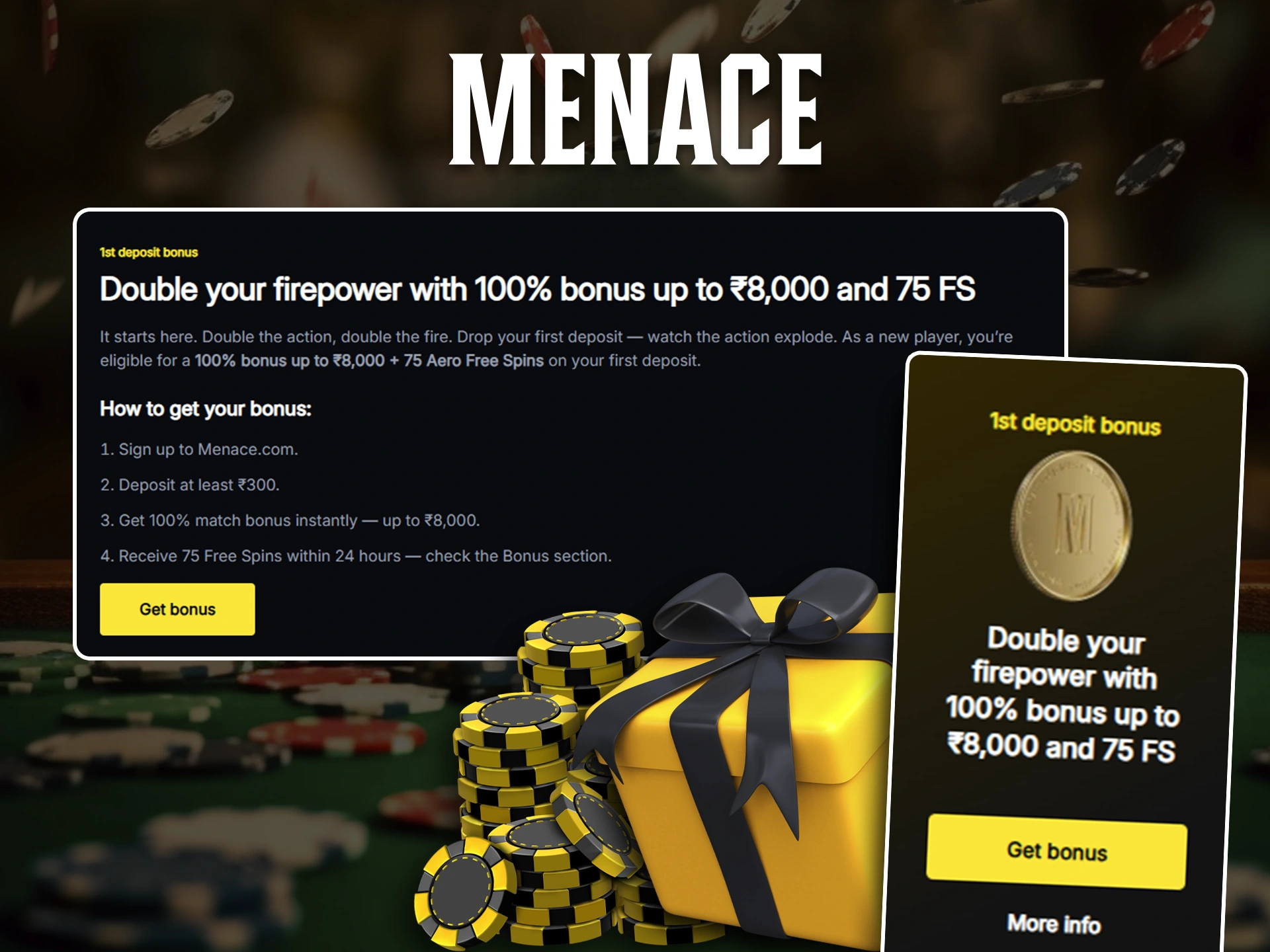 Get a bonus from Menace King after replenishing your account.