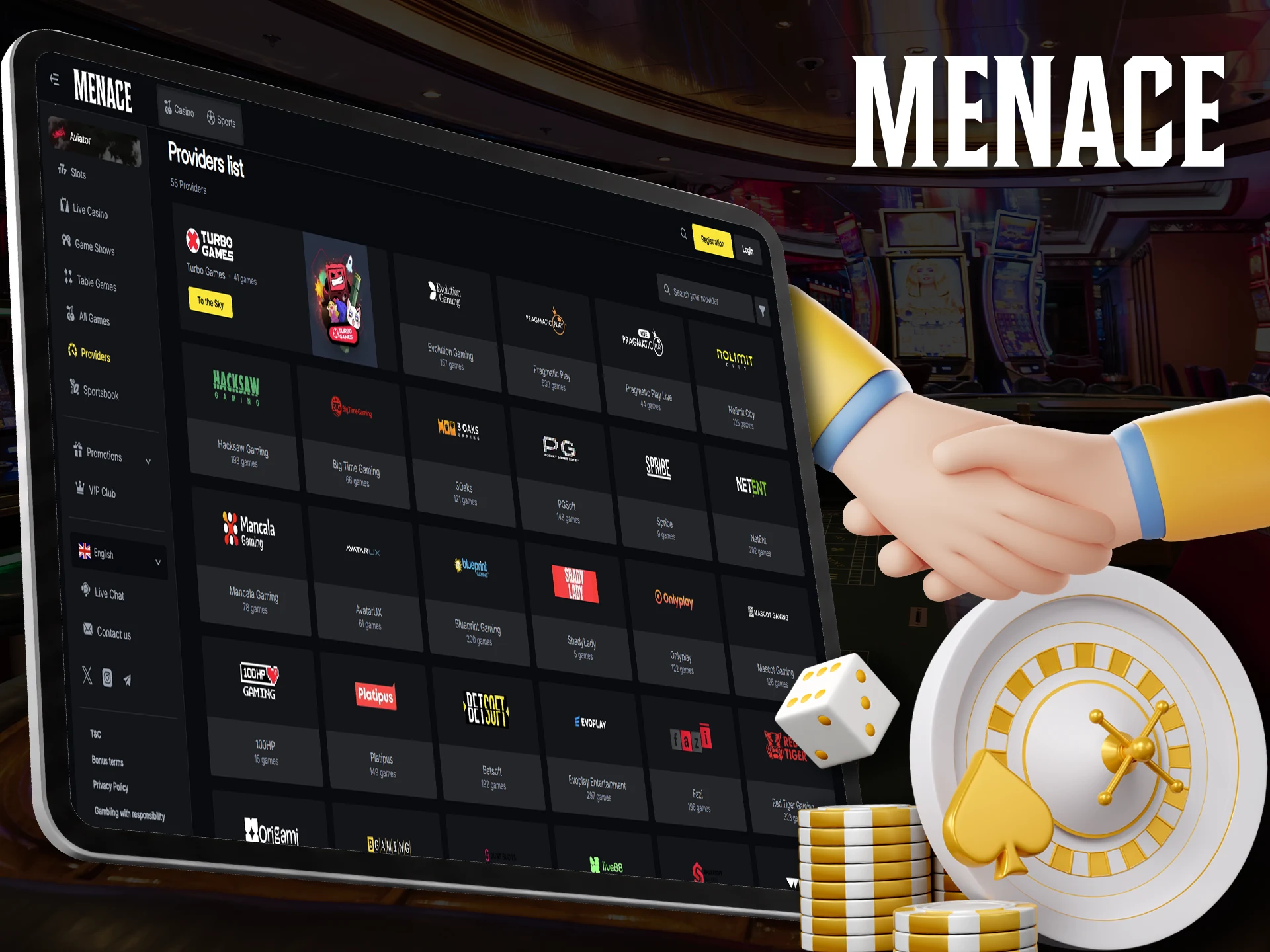 Check out the featured betting game providers at Menace King.