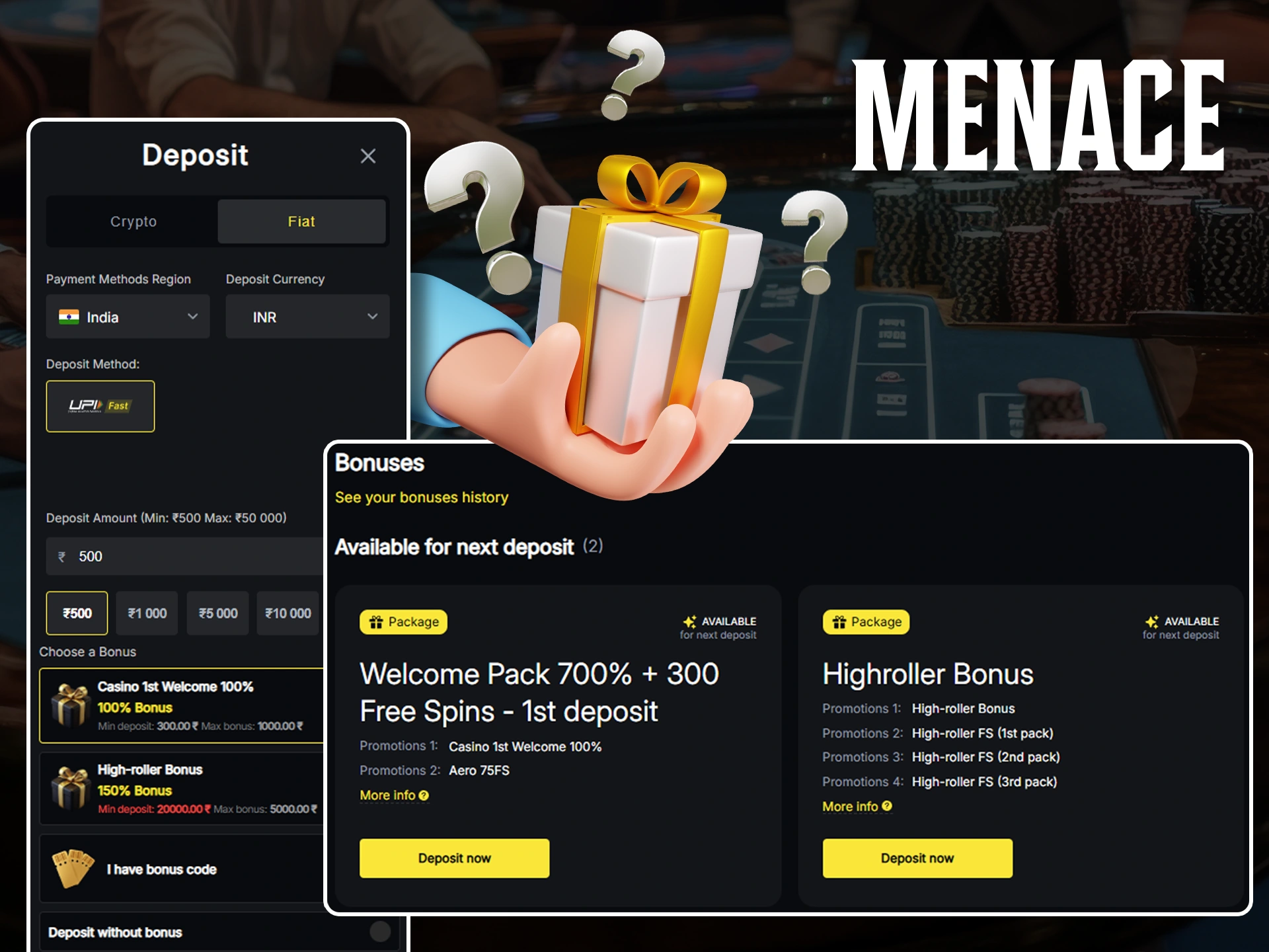 Find out how to get bonuses from Menace King.