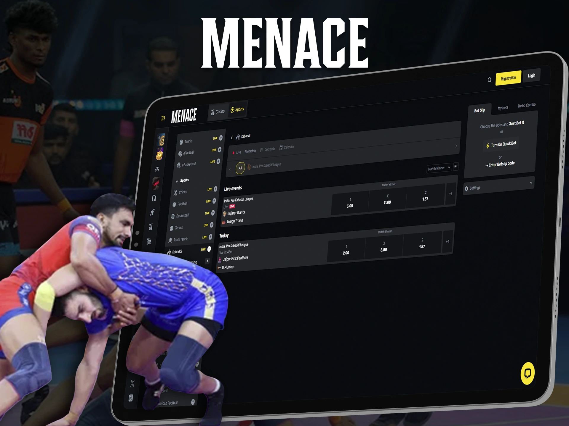 Pick your favourites to win the Menace King kabaddi bets.