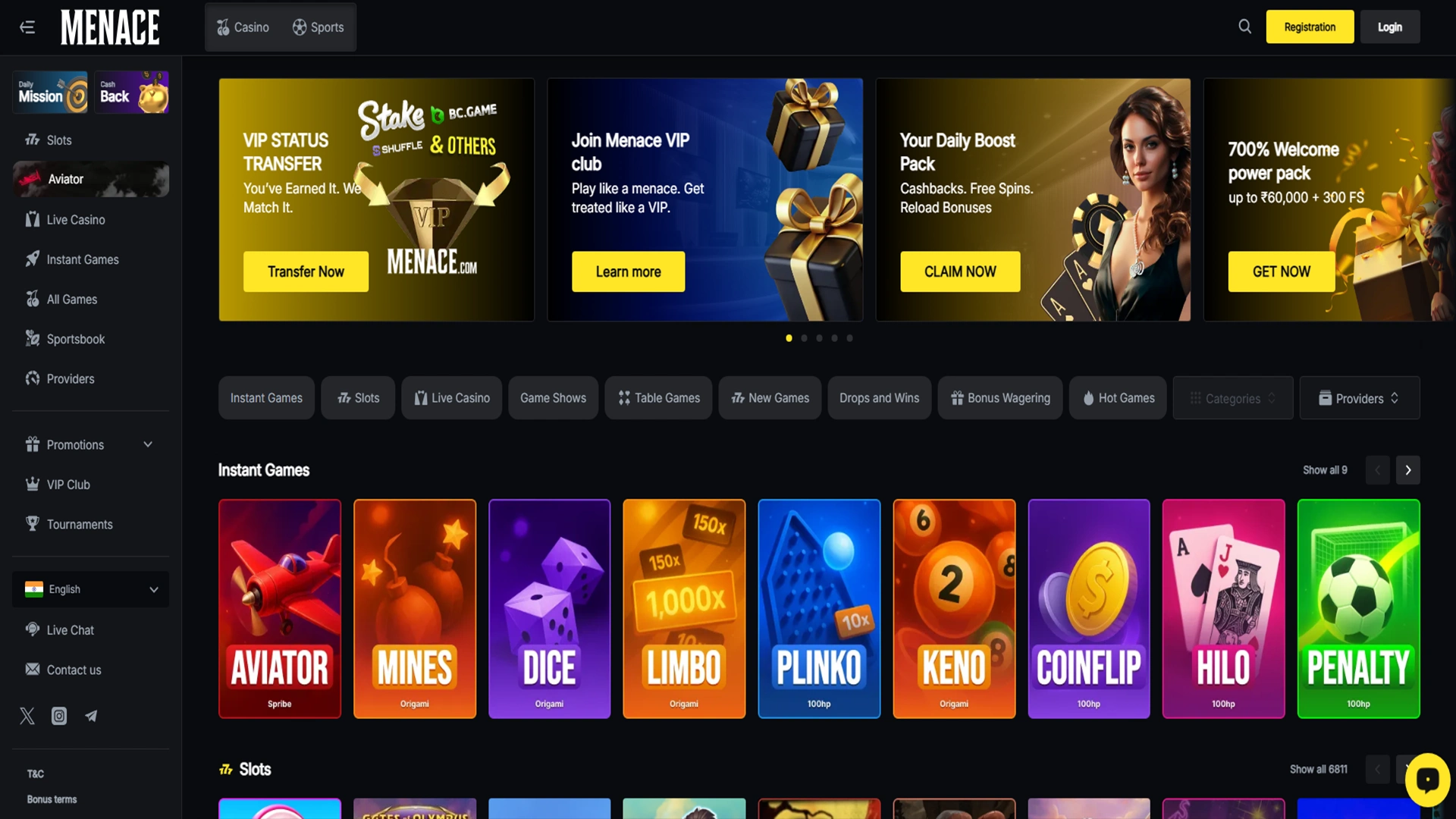 Check out the Menace King welcome screen.