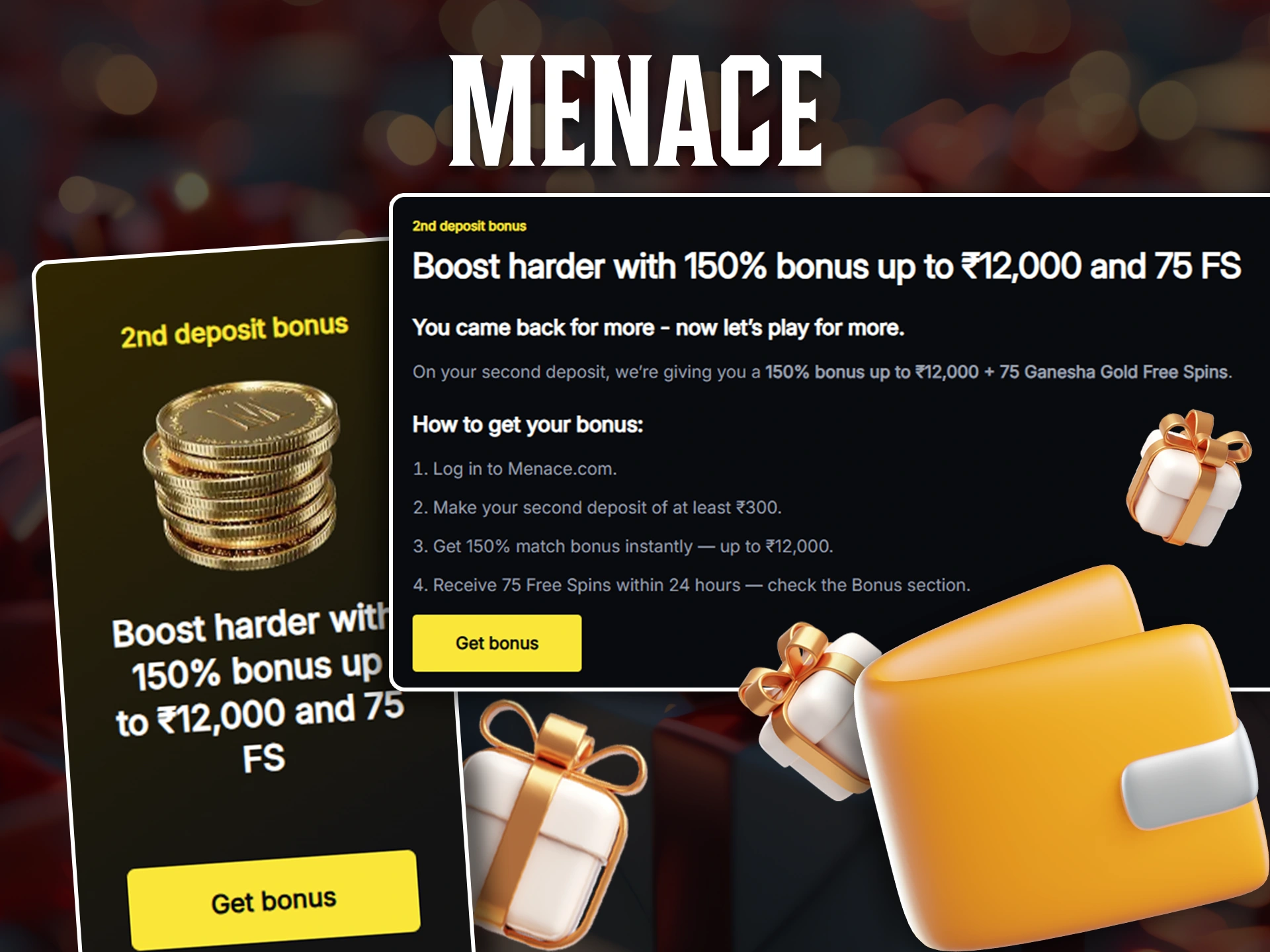 Top up your account a second time and get even more bonuses from Menace King.