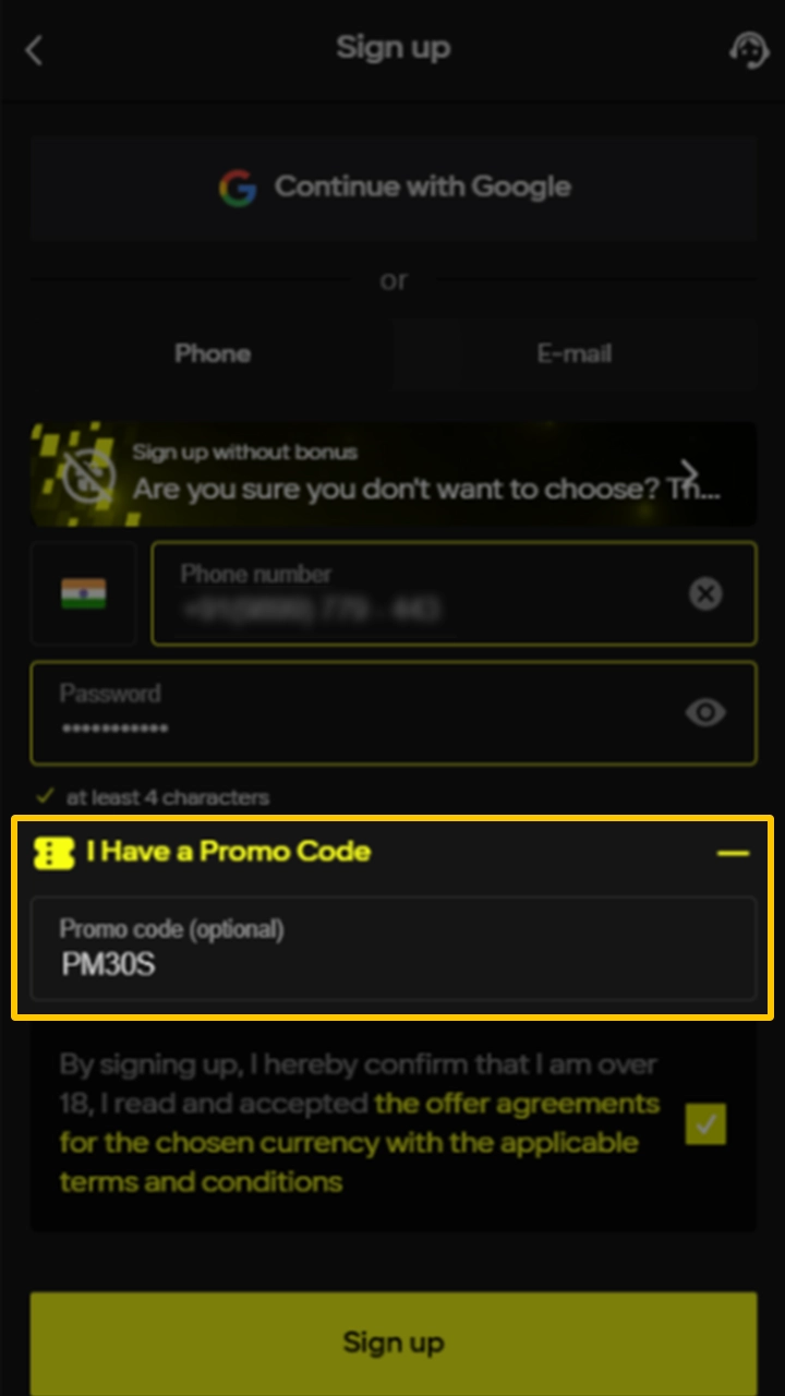 Use the Parimatch promo code to activate your bonuses.