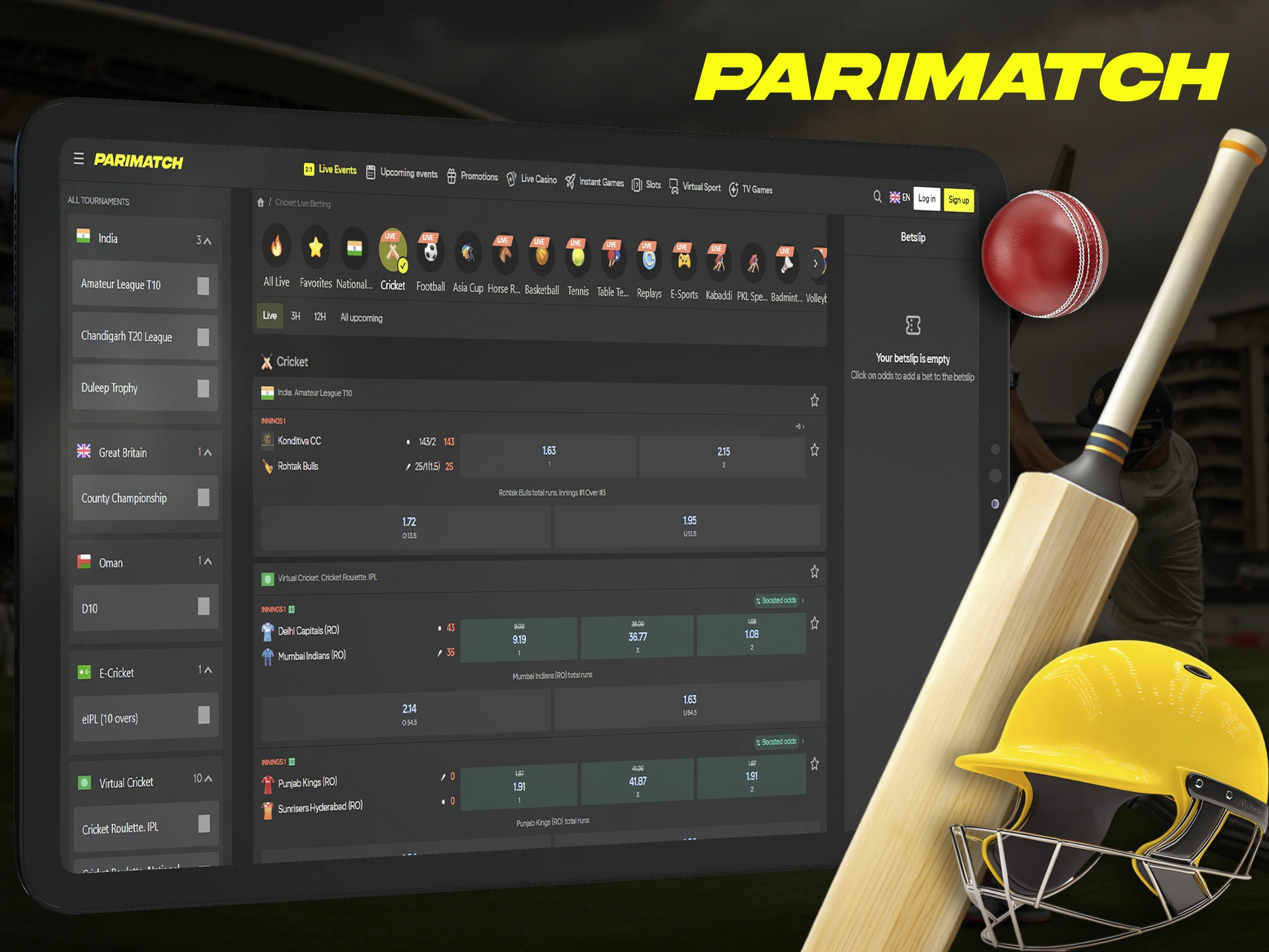 Bet on the best cricket events in India via Parimatch.