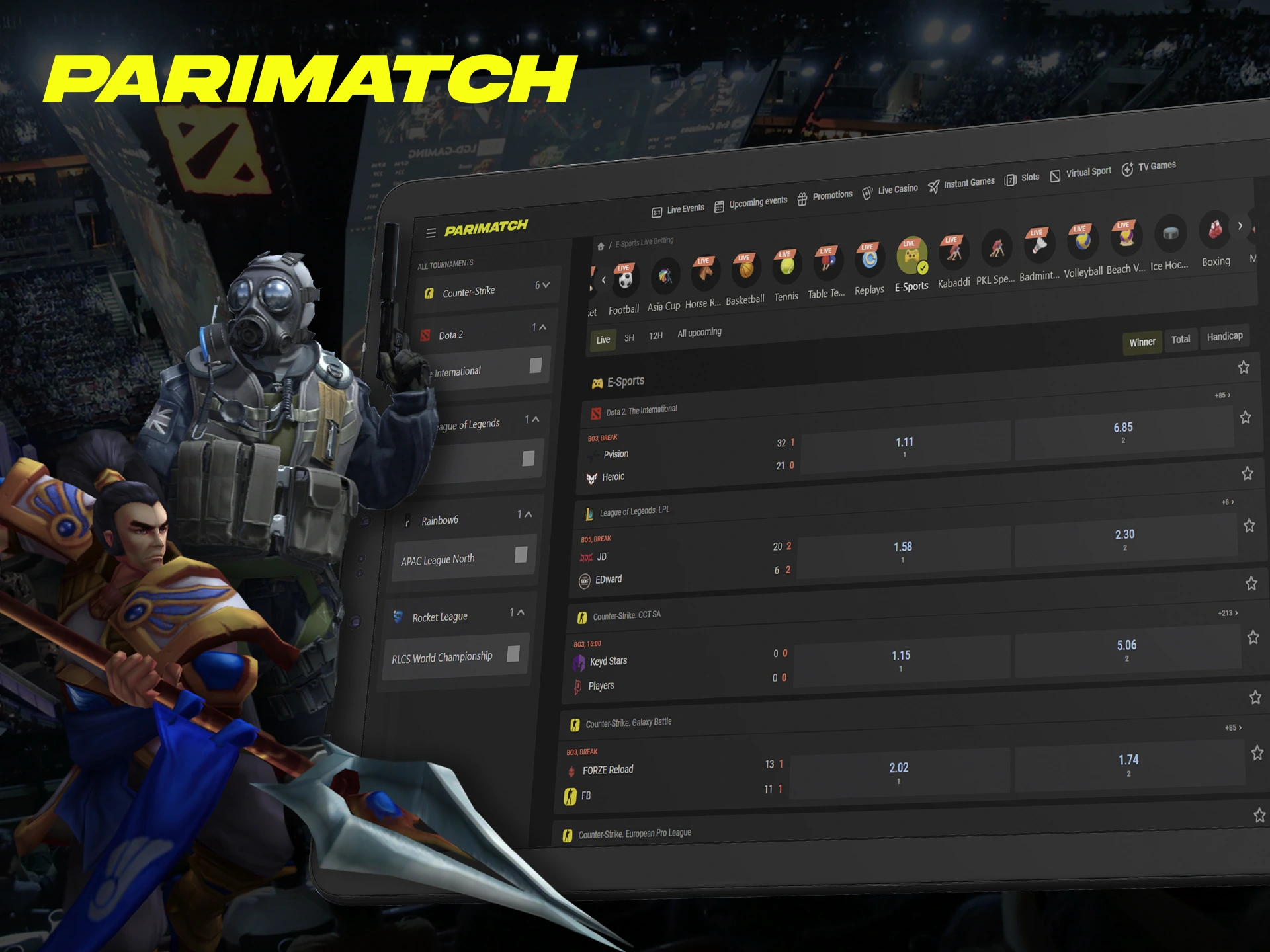 Discover the thrill of esports betting at Parimatch.