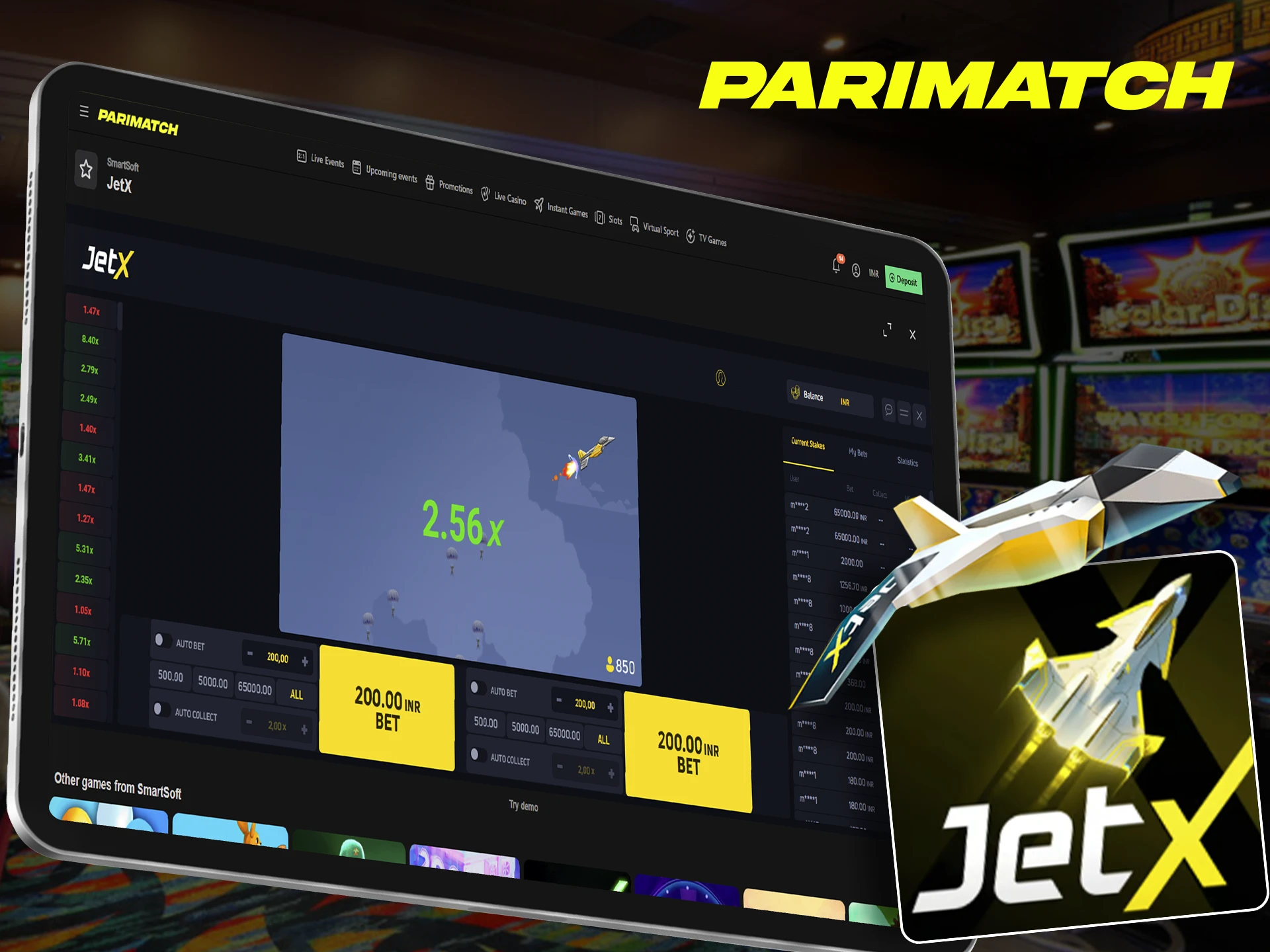 Get immersed in the exciting gameplay of JetX at Parimatch.