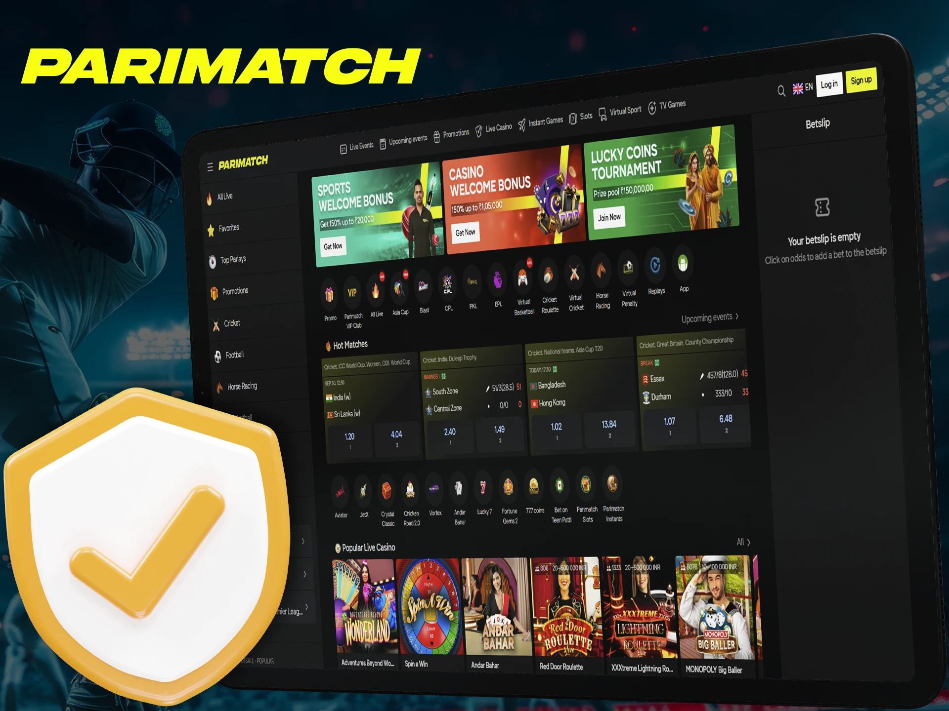 Parimatch is a licensed and legal online betting platform.