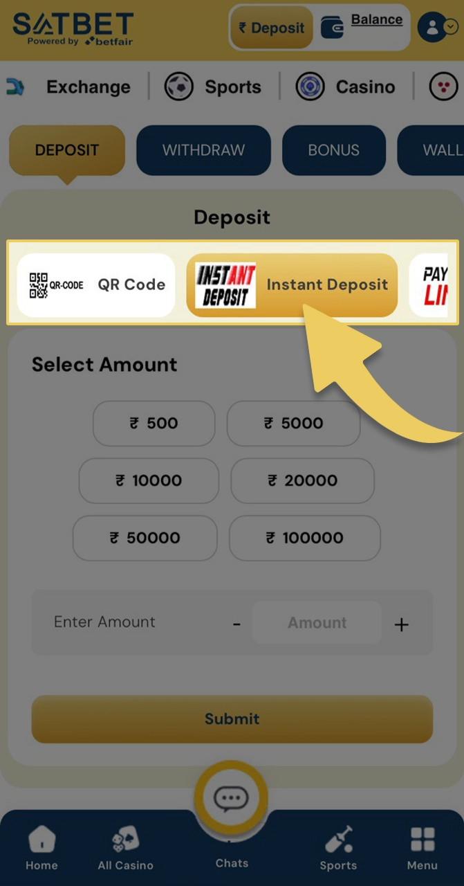 Choose the deposit method that suits you at Satbet.