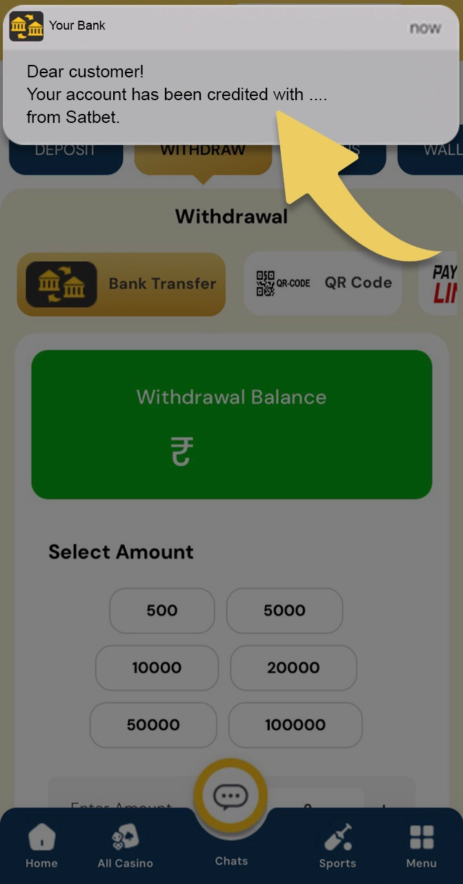Check your personal bank account for any winnings from Satbet.