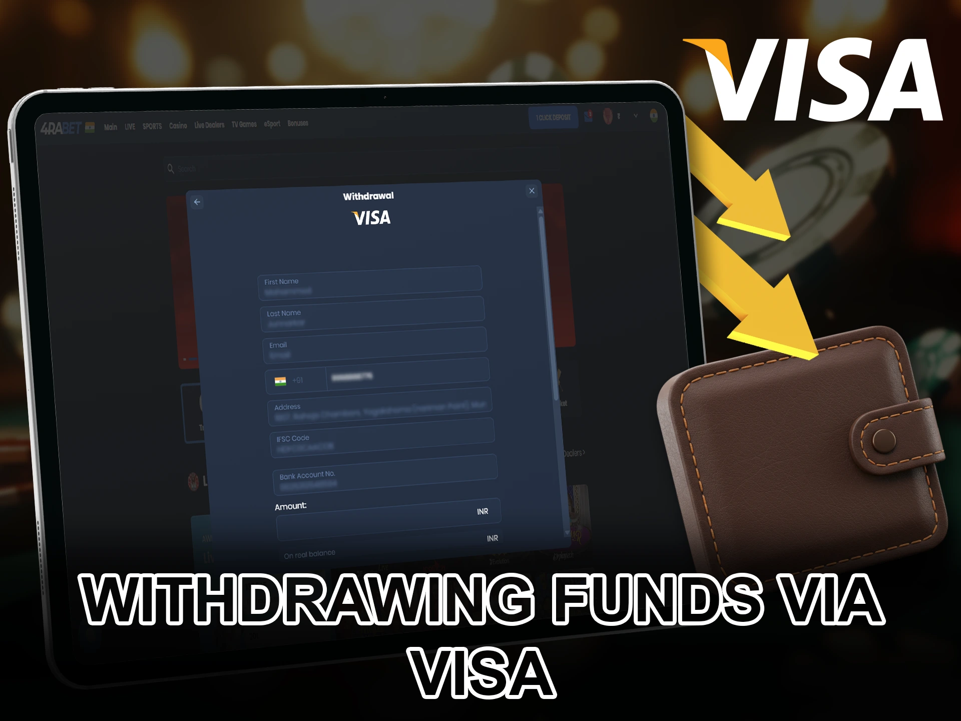 Claim your winnings using payment methods such as Visa.