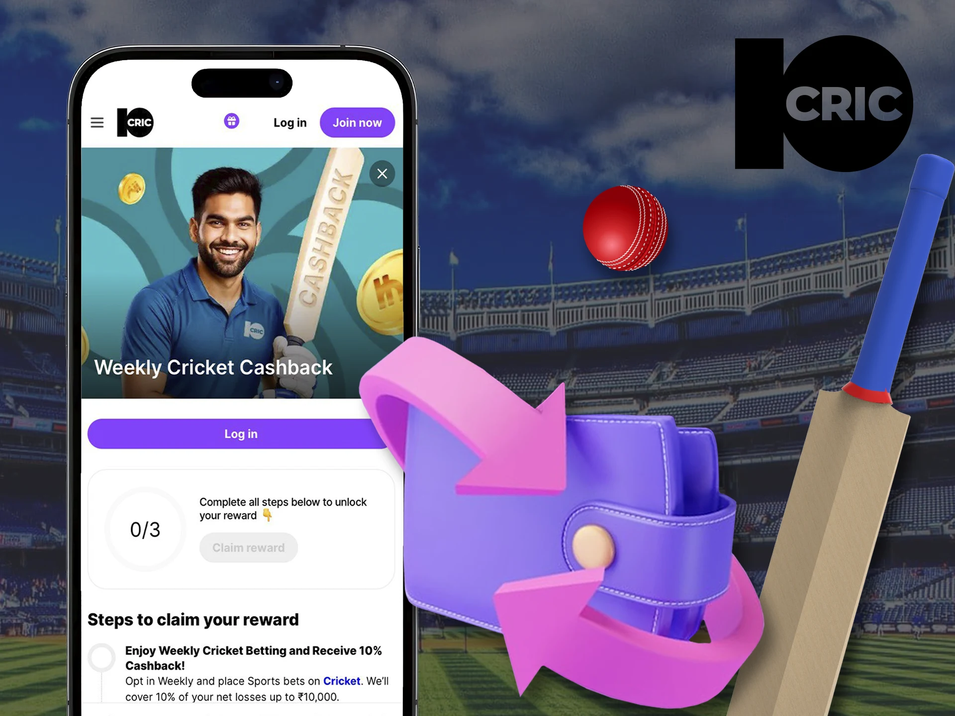 Predict the outcomes of cricket matches with a bonus of 10Cric in the app.