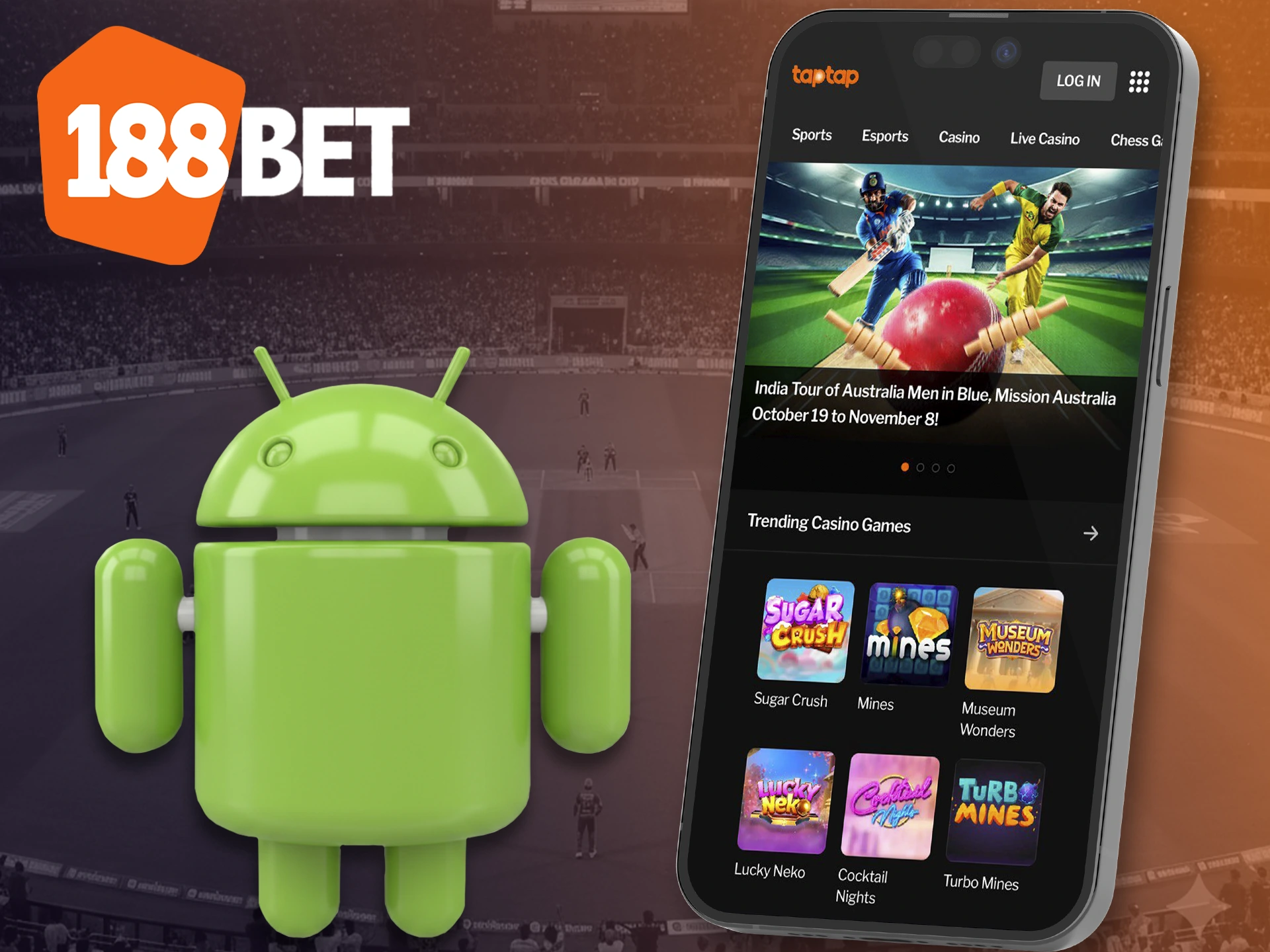 Play casino and place bets anytime with the 188bet Android app.