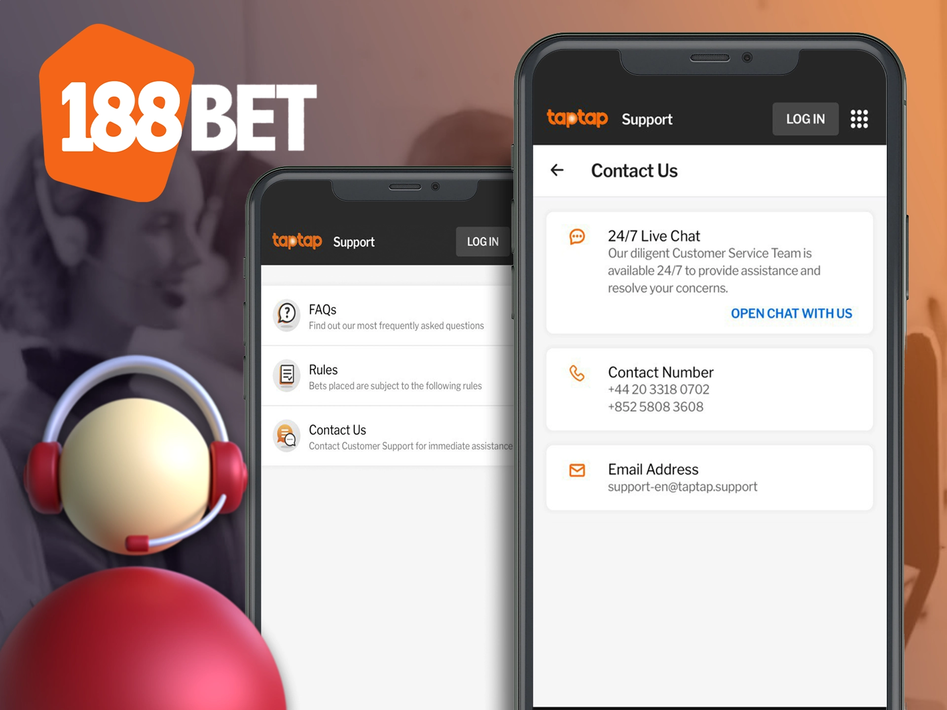 Please use support or contact us to contact the 188bet team.
