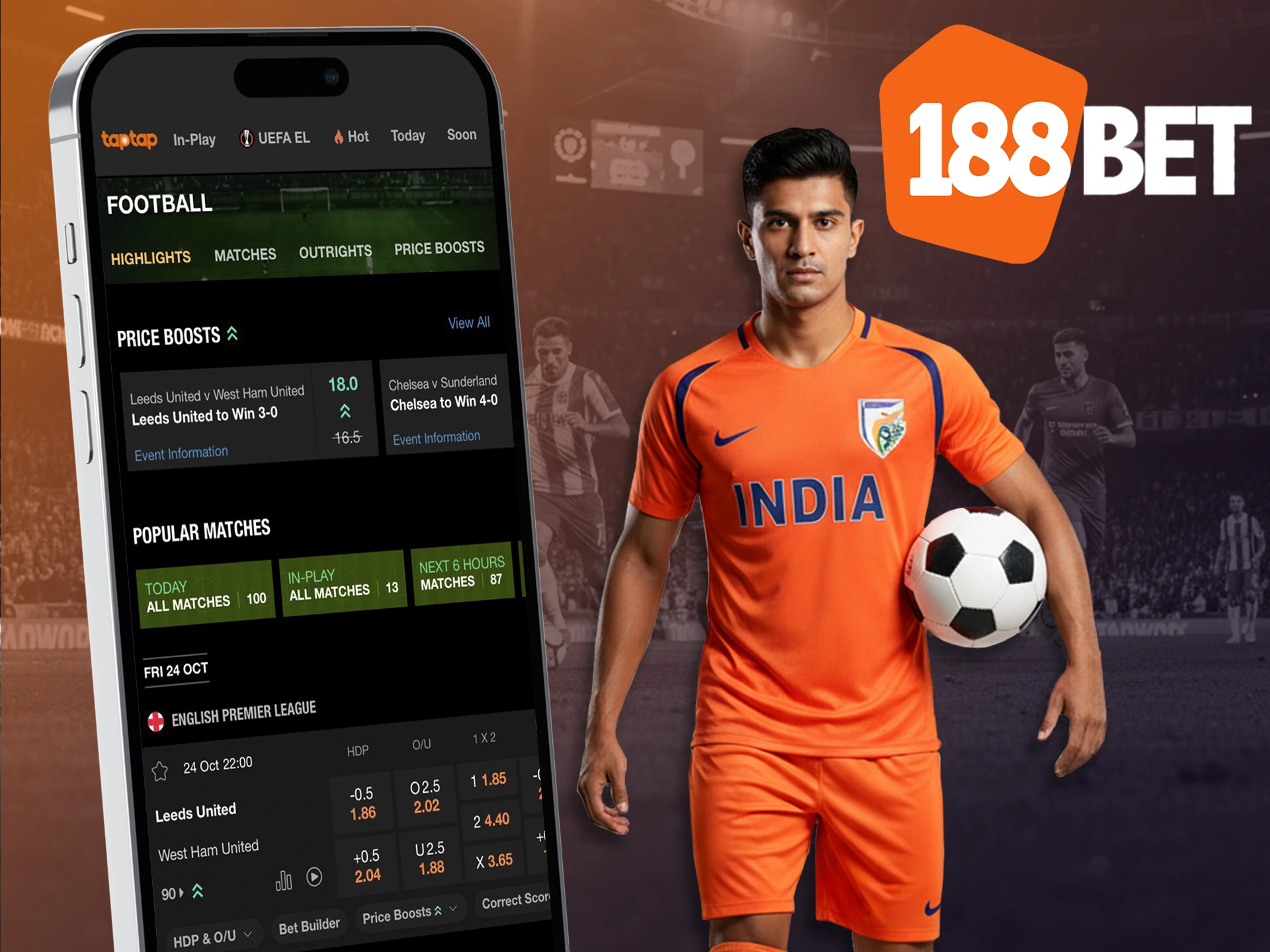 Make football predictions and win with the 188bet app.