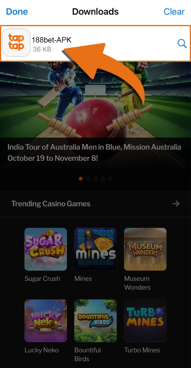 Install the downloaded 188bet apk file on your smartphone.