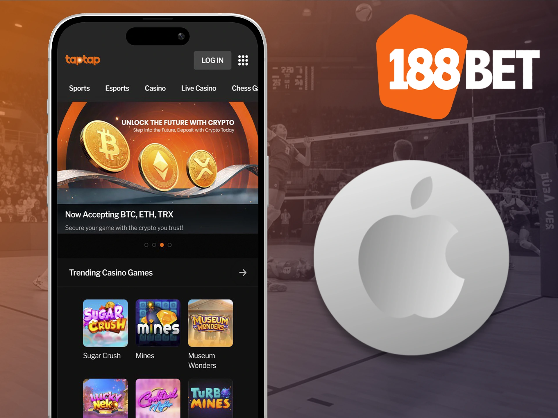 Use your iOS device to install the 188bet app.