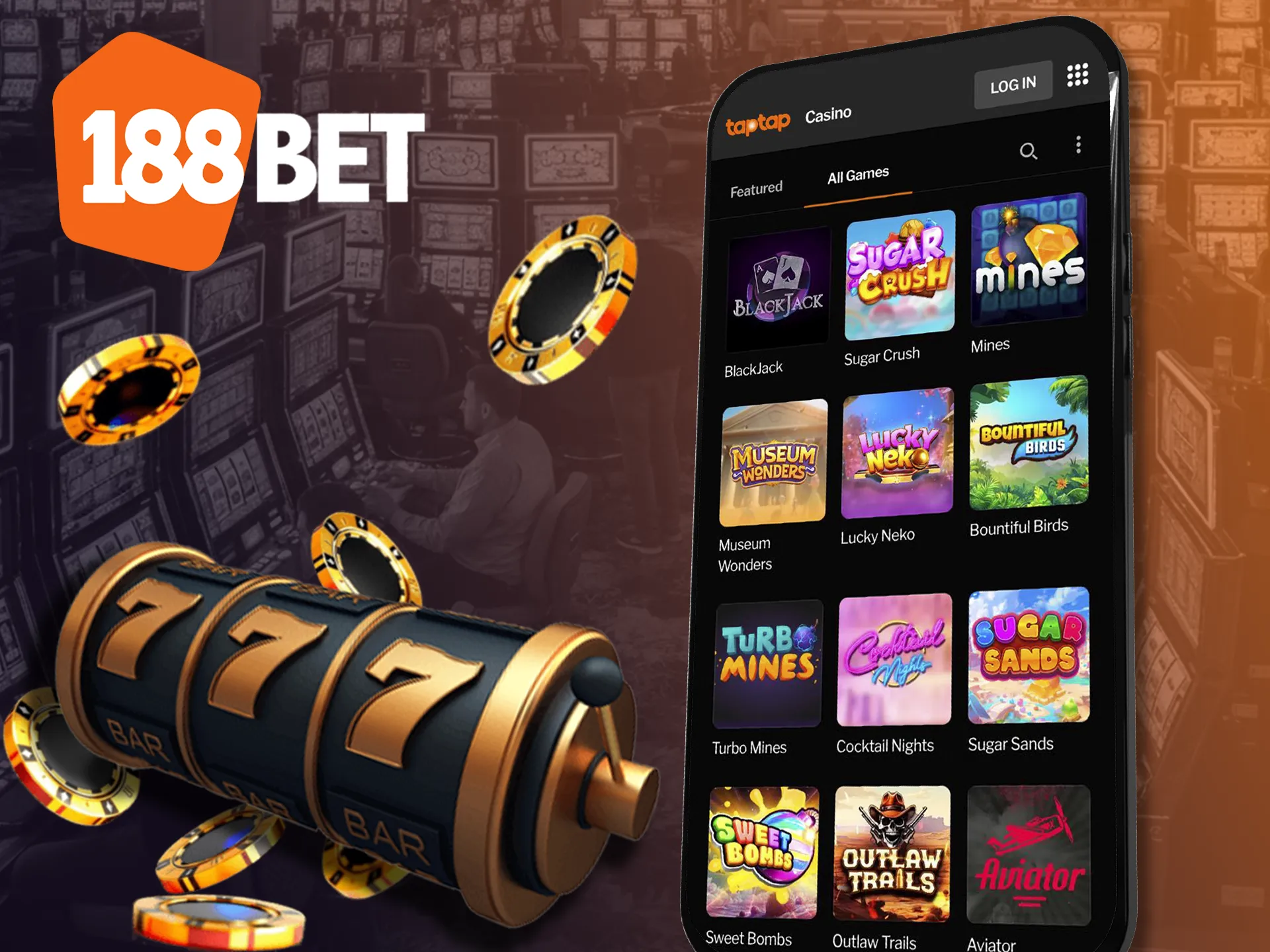 Hit the jackpot playing slot games in the 188bet app.