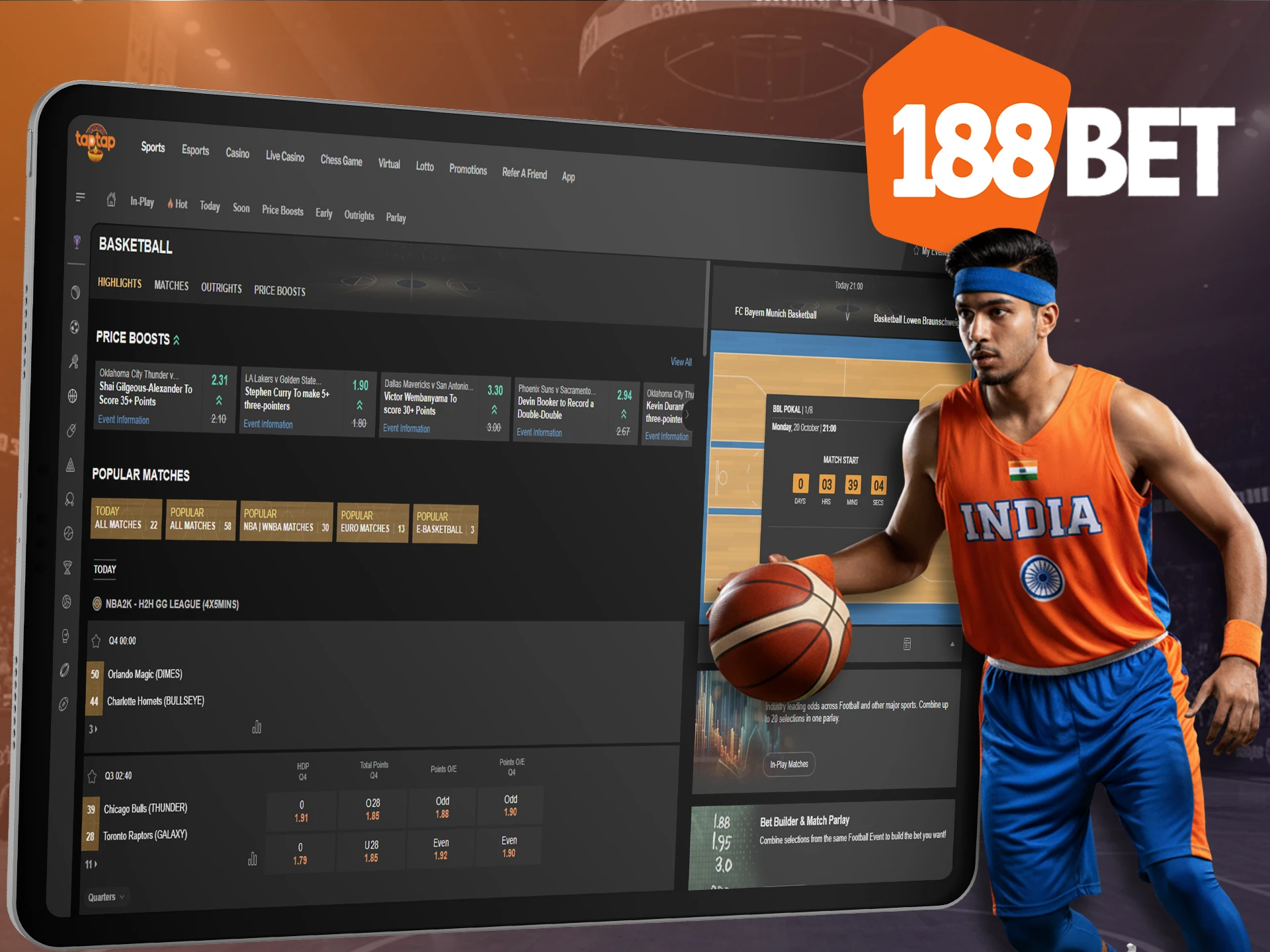 Find your favorites for a successful basketball bet at 188bet.