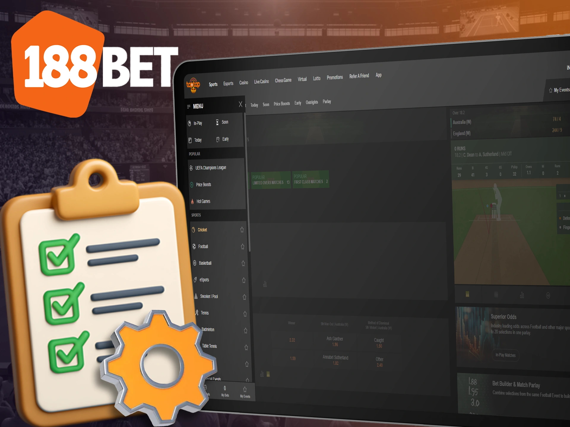 188bet offers a wide range of betting options.