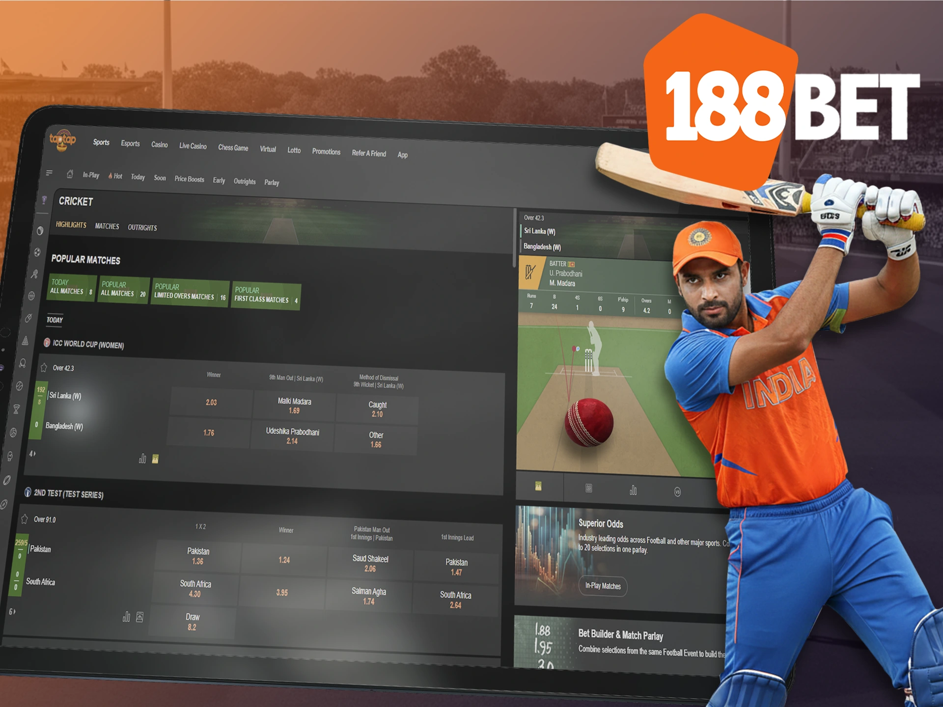 Predict the outcome of cricket matches using 188bet.
