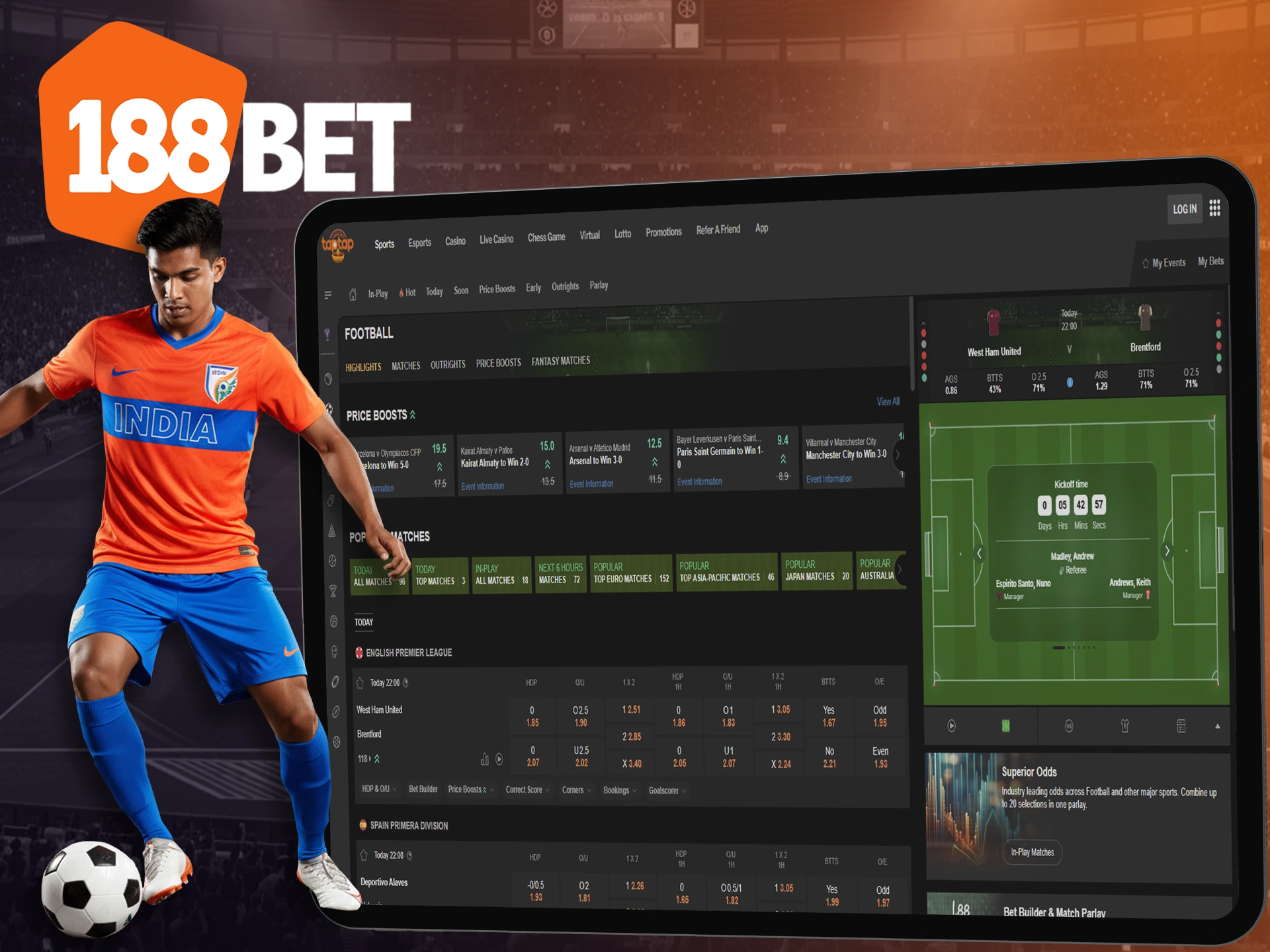 Find your favorite football team to bet on at 188bet.