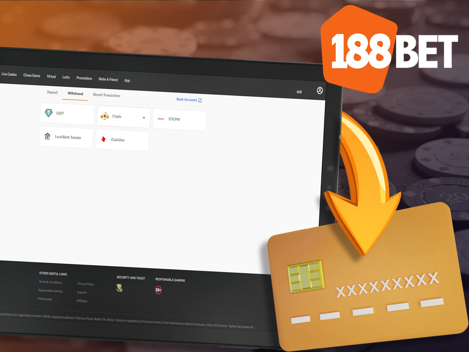 Receive instant transfers of winnings to your account from 188bet.