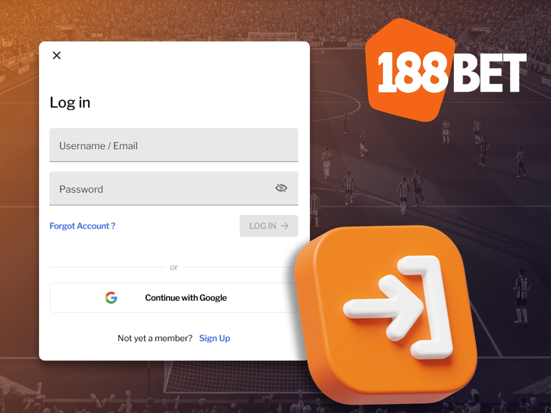 Use your personal account to start betting at 188bet.