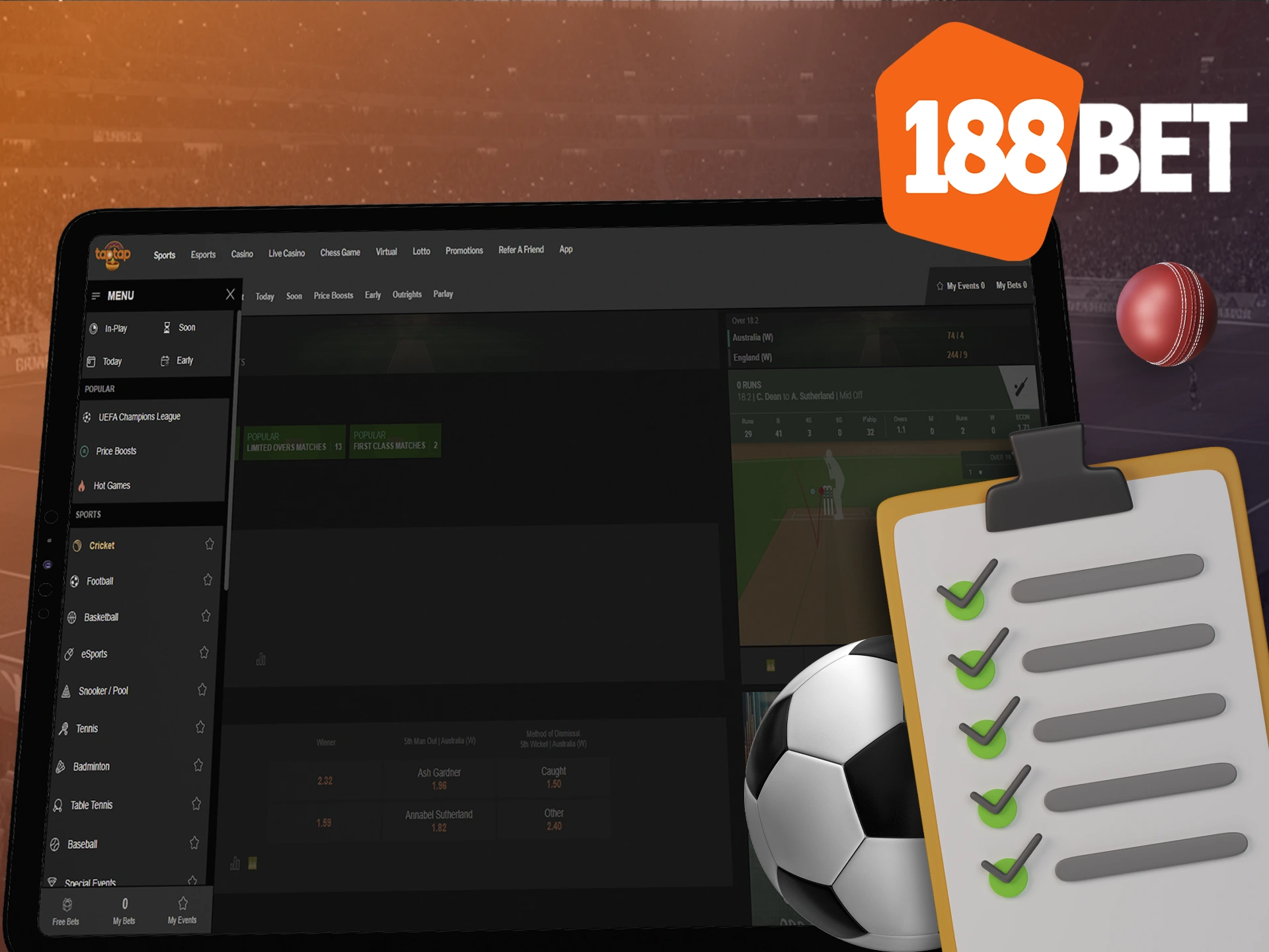 Bet on sports using different bet types for big wins at 188bet.