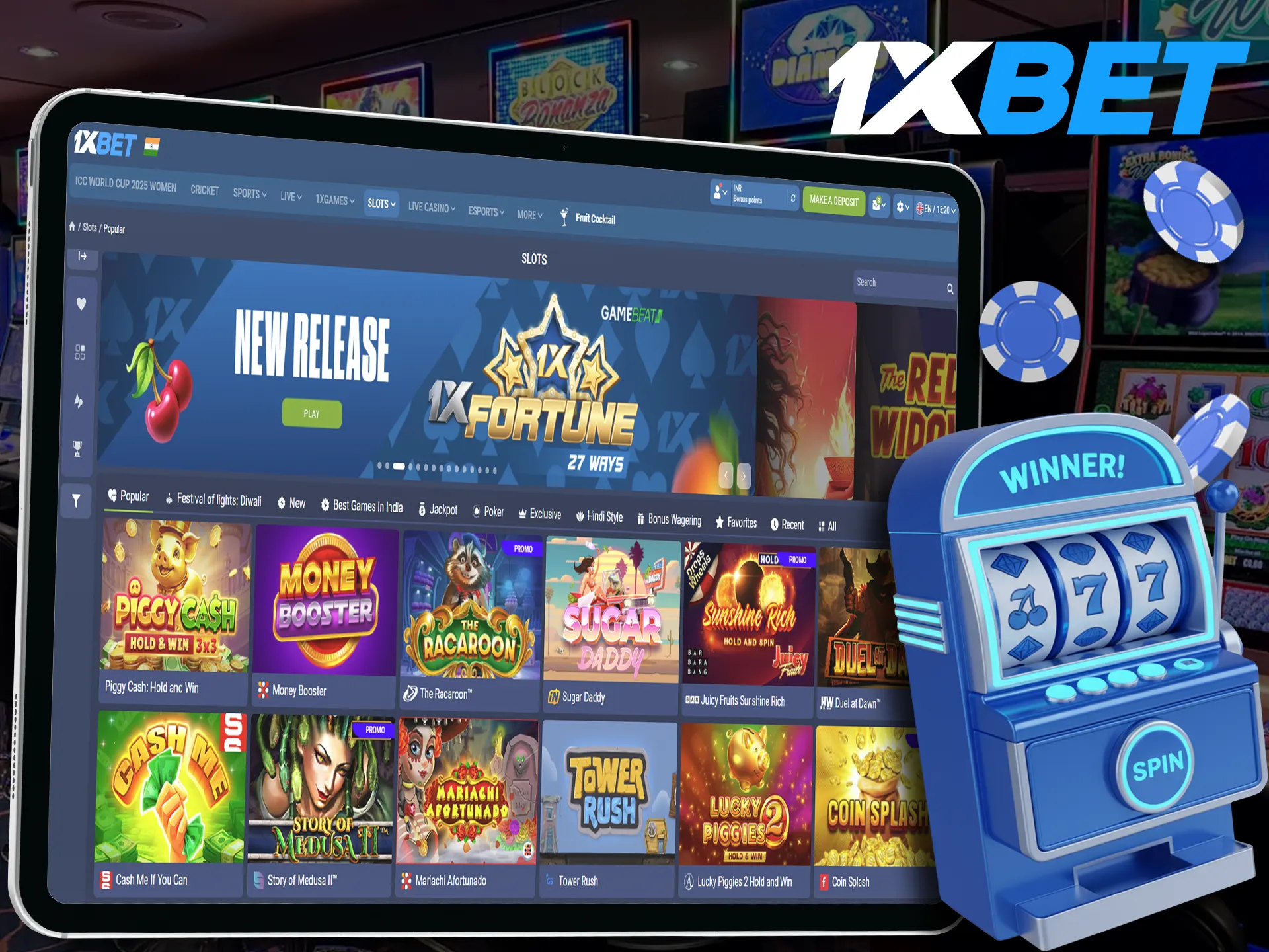 Choose from a wide range of slot games to find your perfect match for betting at 1xBet.