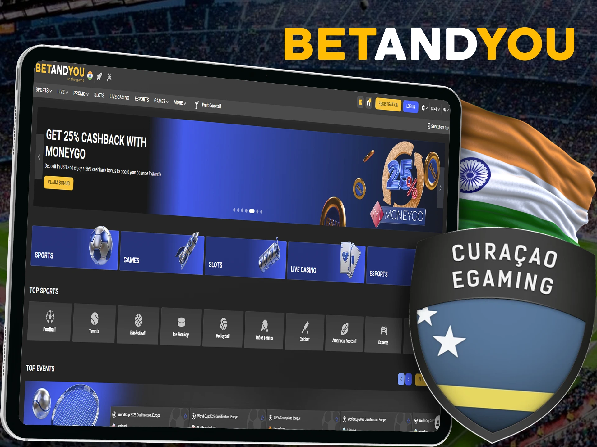 The legality of Betandyou in India is confirmed by the official license of Curacao, which makes the bookmaker completely legal in the country.