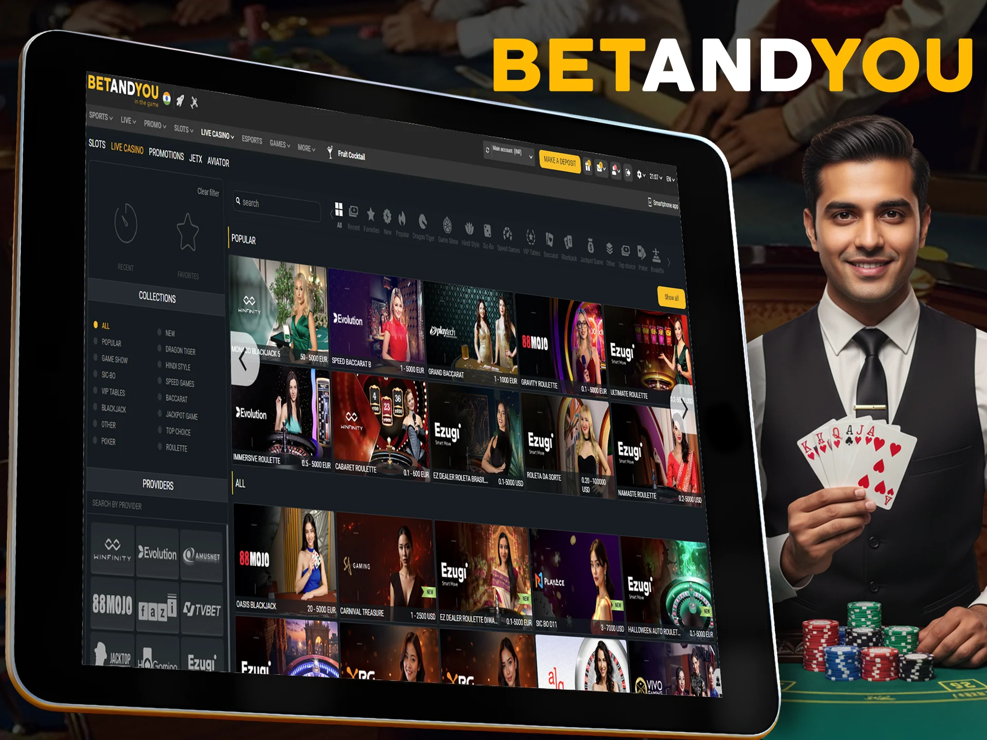 Win playing live dealer casino games at Betandyou.