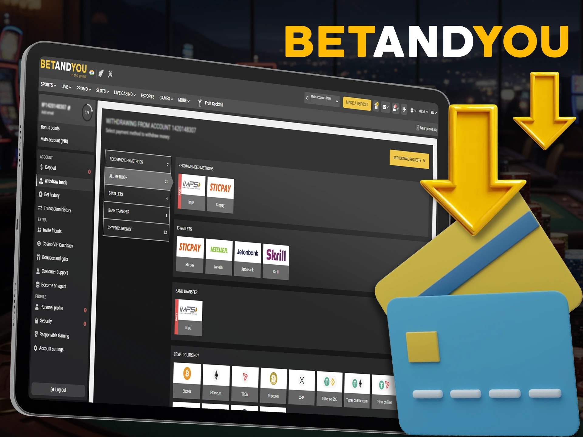 Read the instructions on how to withdraw your winnings from the Betandyou India platform.