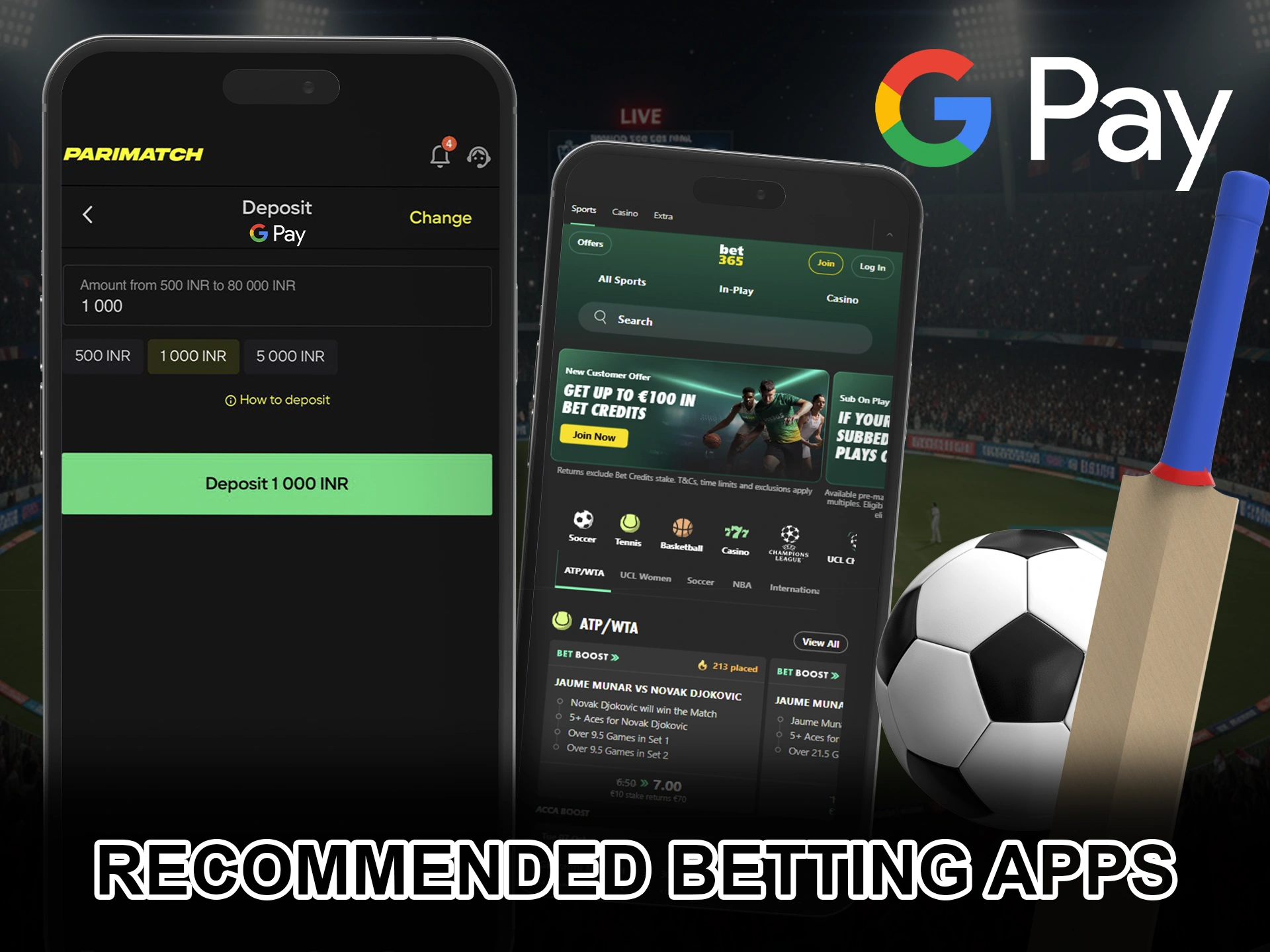 Choose your favorite betting app with Google Pay.