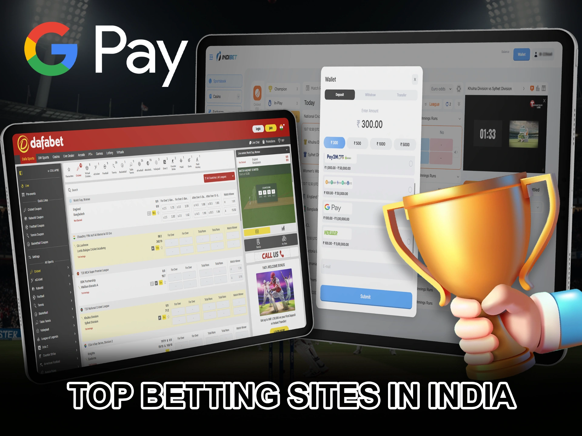 Find out the top betting sites in India using Google Pay.