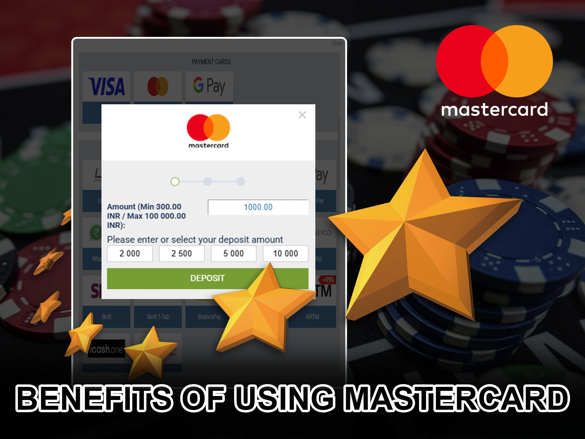 Find out about all the benefits of topping up your account with Mastercard.