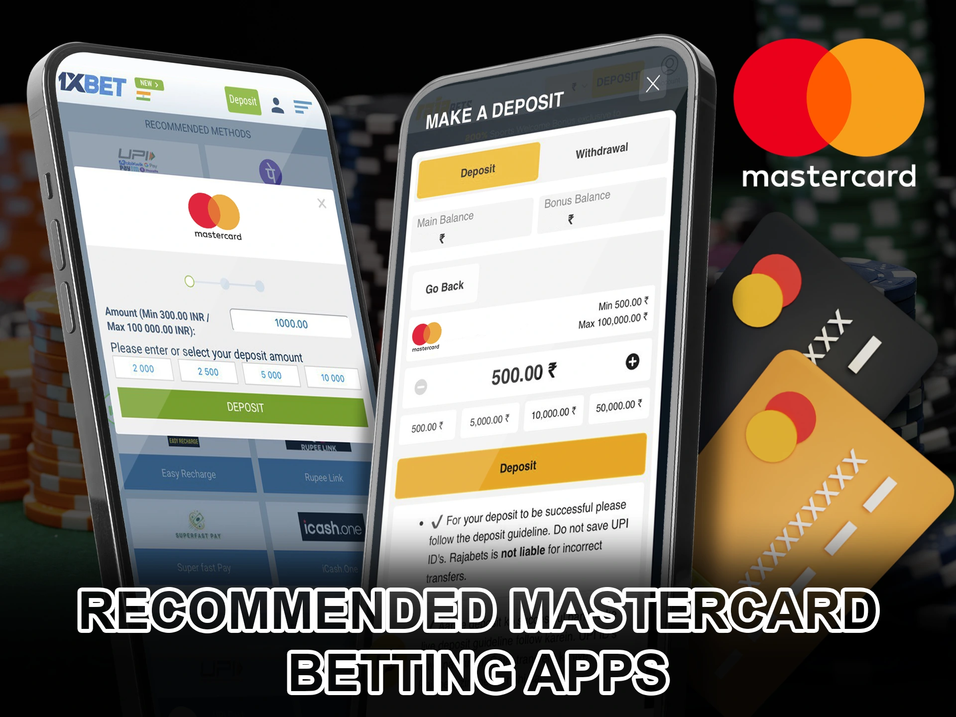 Place your bets in the mobile app with Mastercard.
