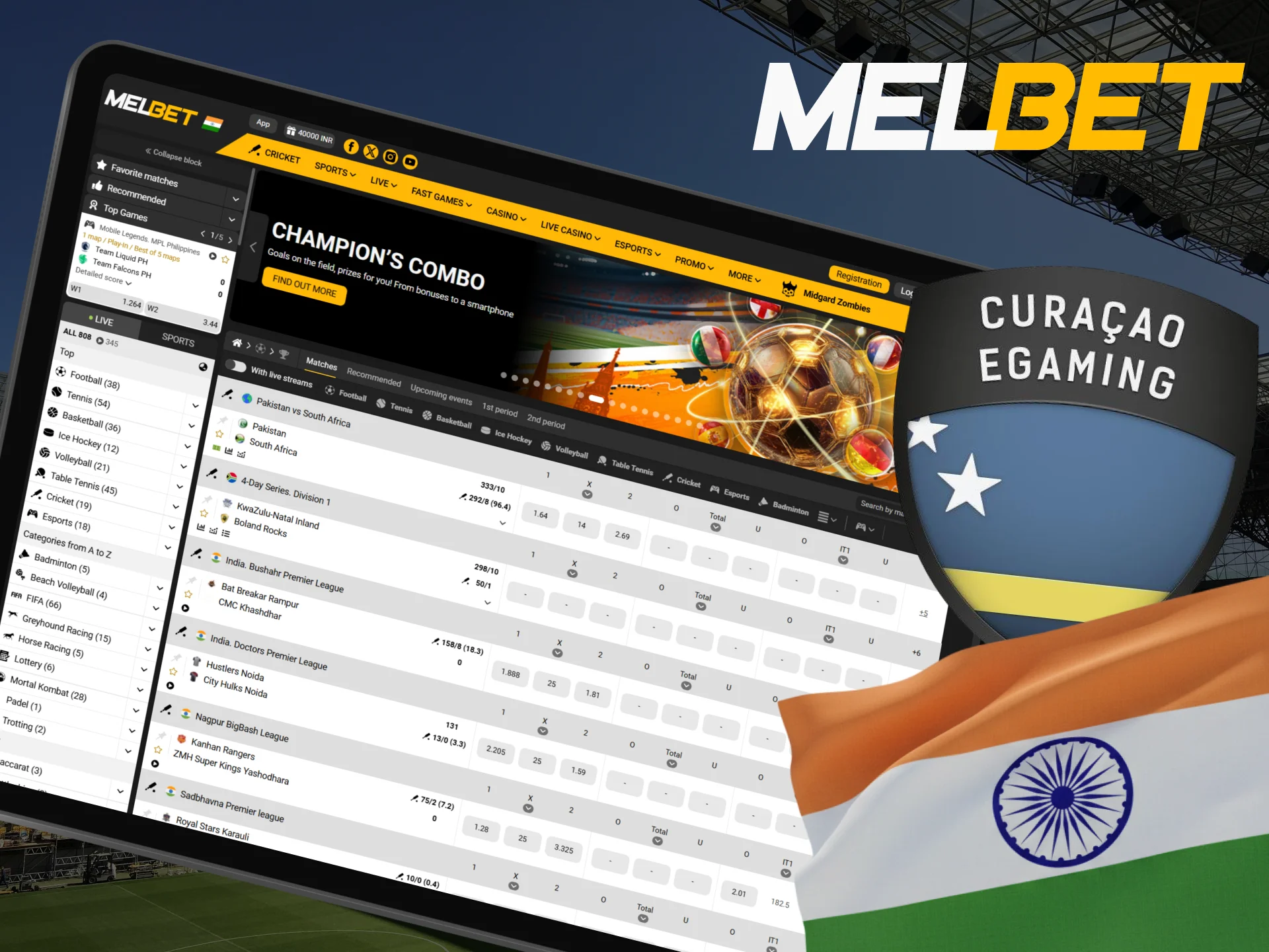 Bet on Melbet at a legal bookmaker in India.