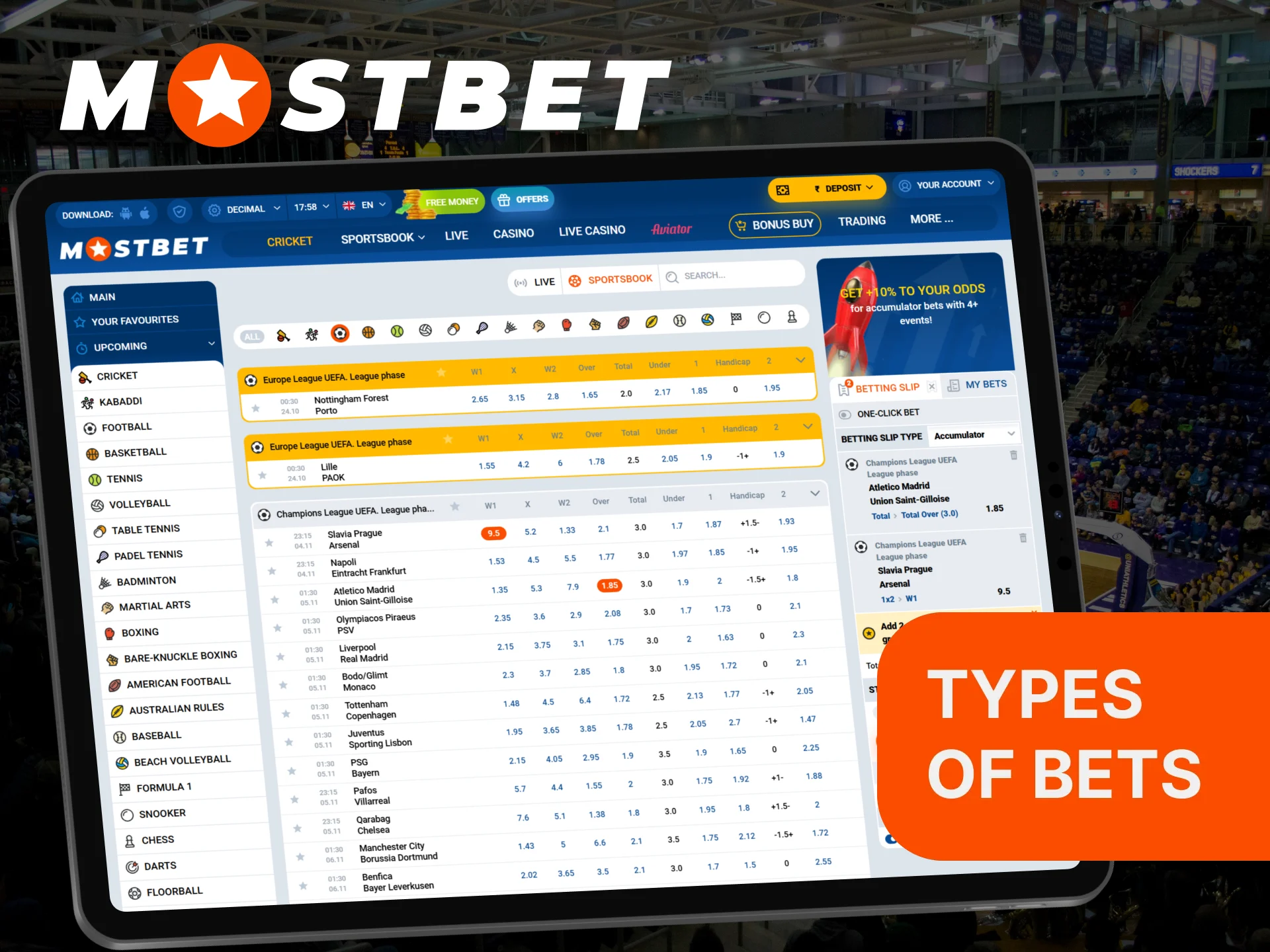 The Mostbet platform offers users a wide range of betting options.