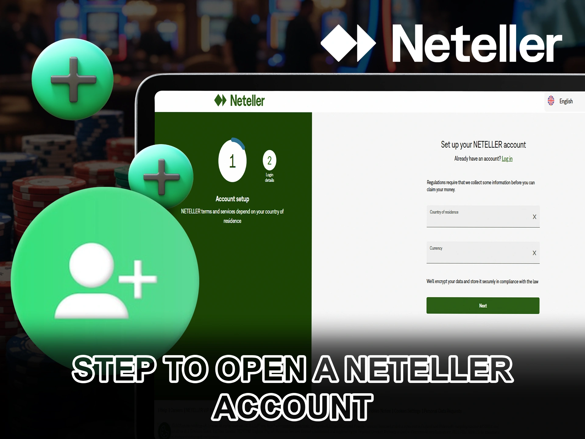 Create a personal Neteller account on the official website to use.
