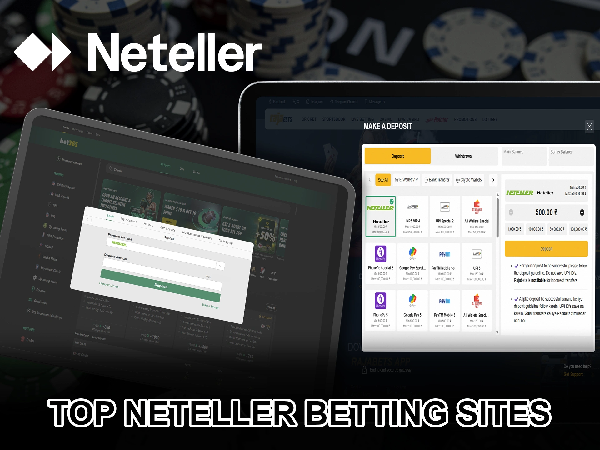 Check out the top sites for betting using Neteller.