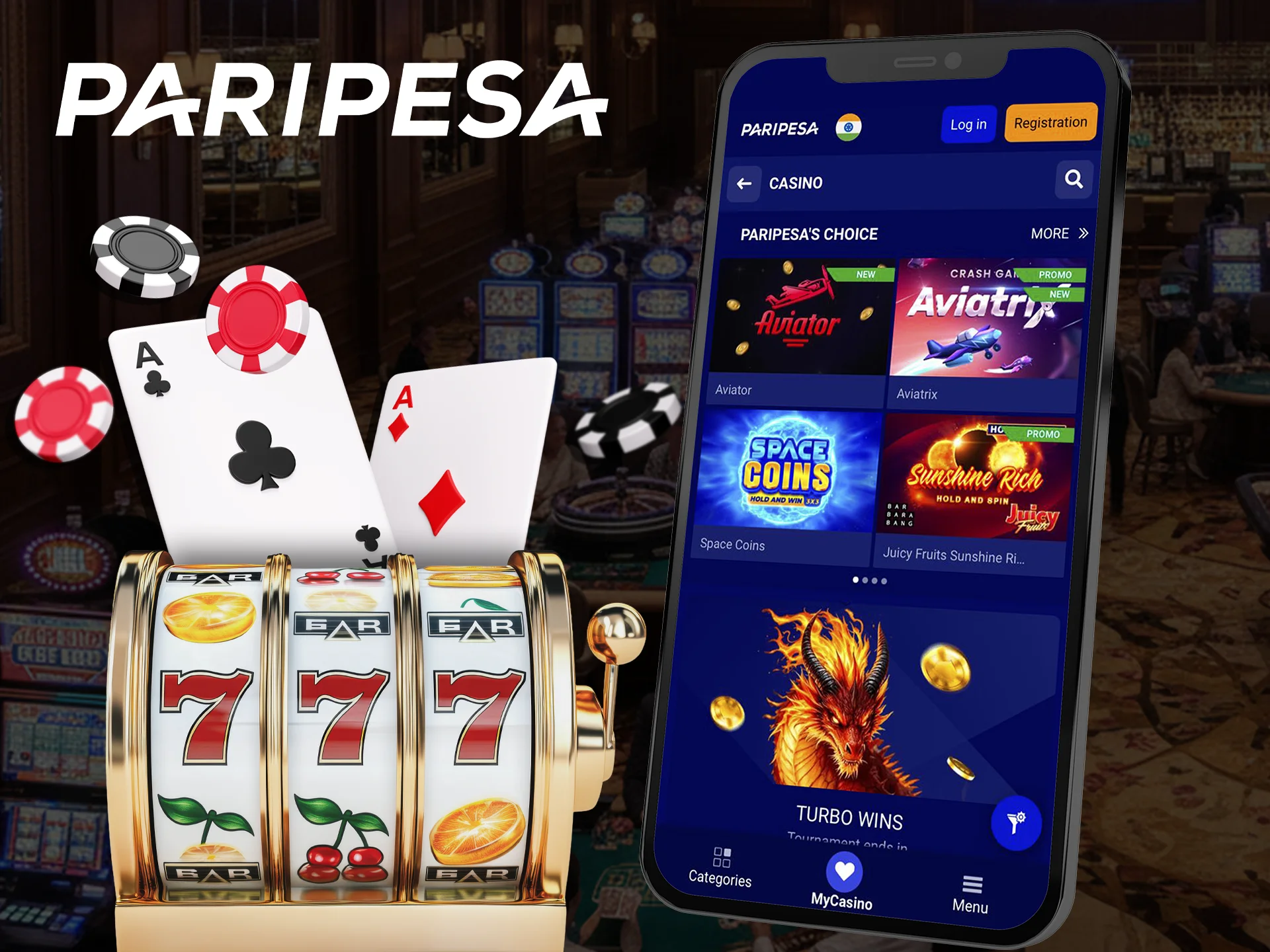 In the Paripesa app you will find many casino games with big winnings.