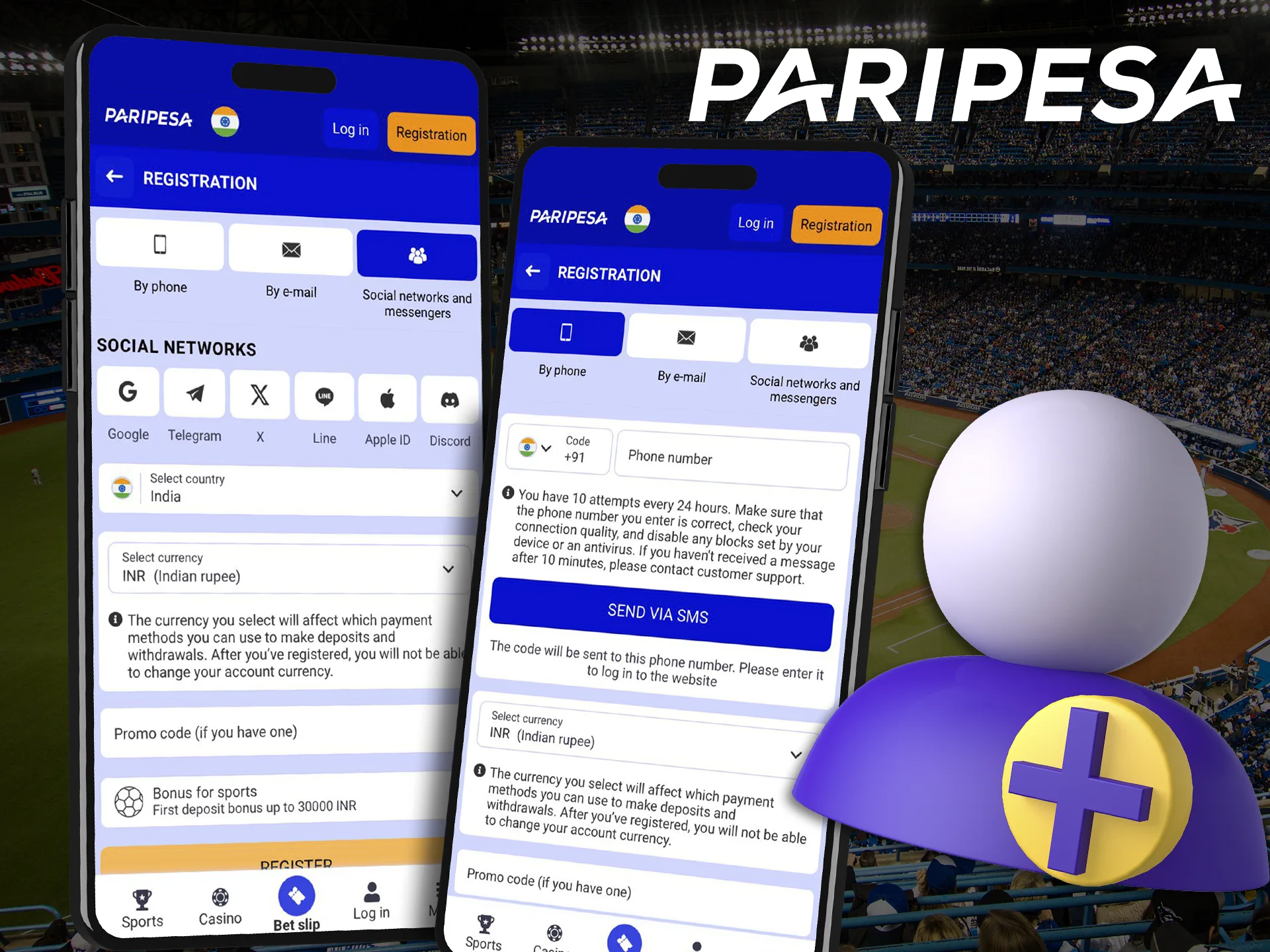 Create a personal account directly in the Paripesa app.
