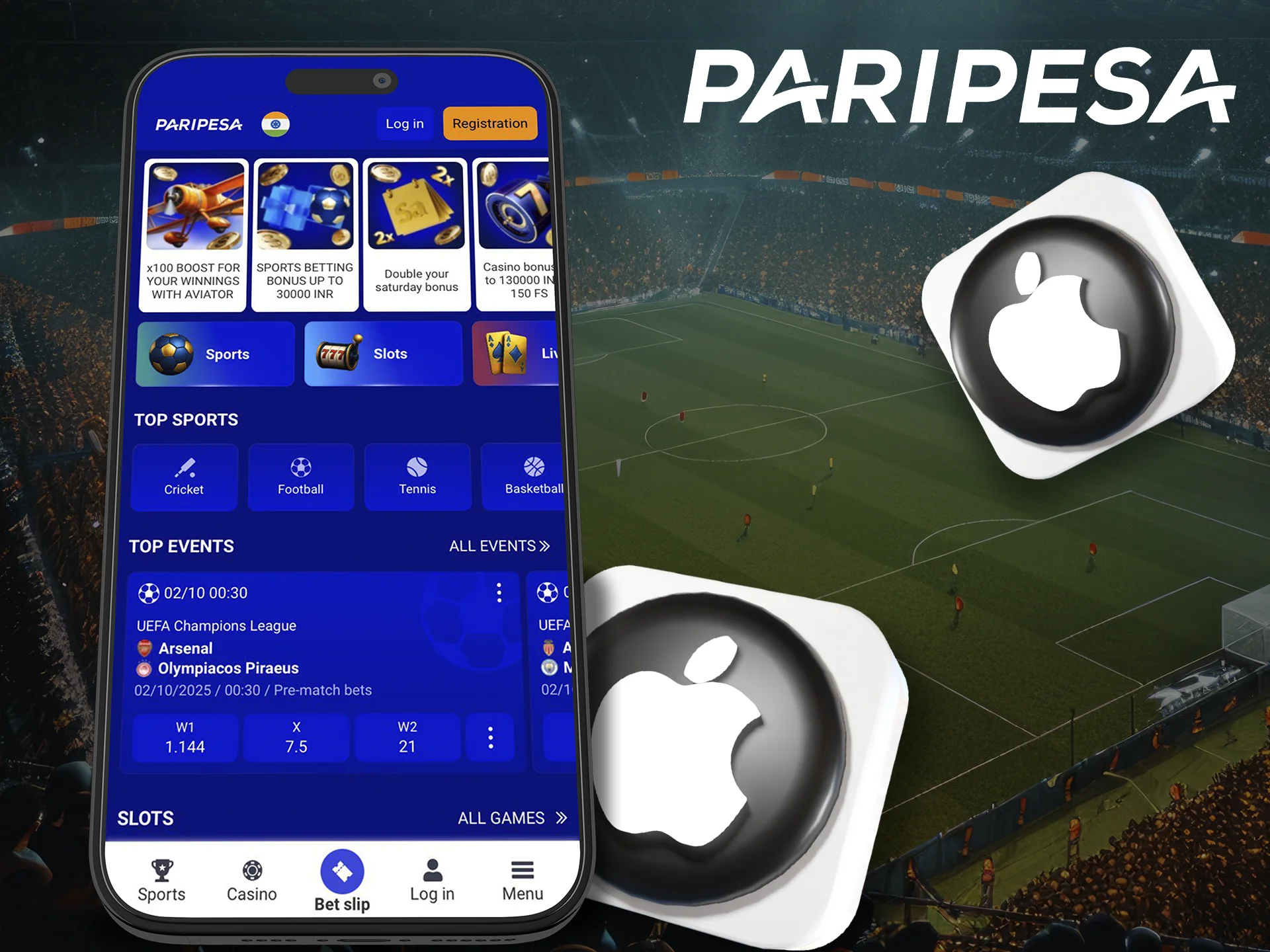 Use an iOS device to get the Paripesa app.