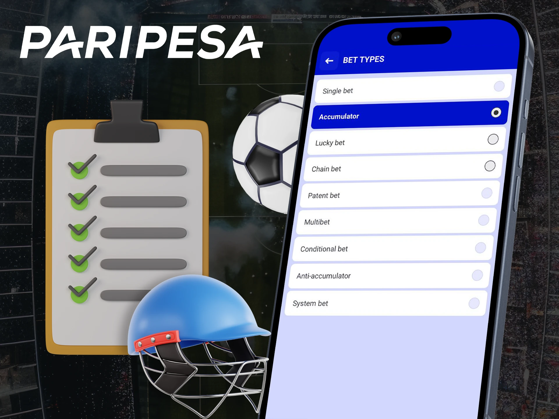 Paripesa offers players bet types to win in the Paripesa app.