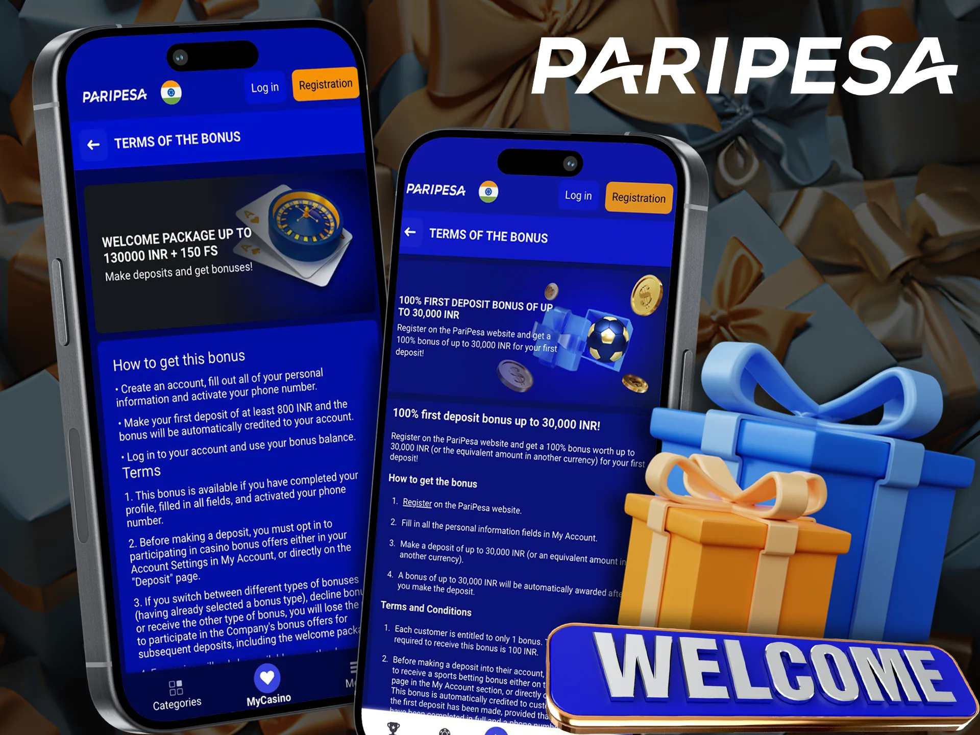 Get a welcome bonus after downloading the Paripesa app.