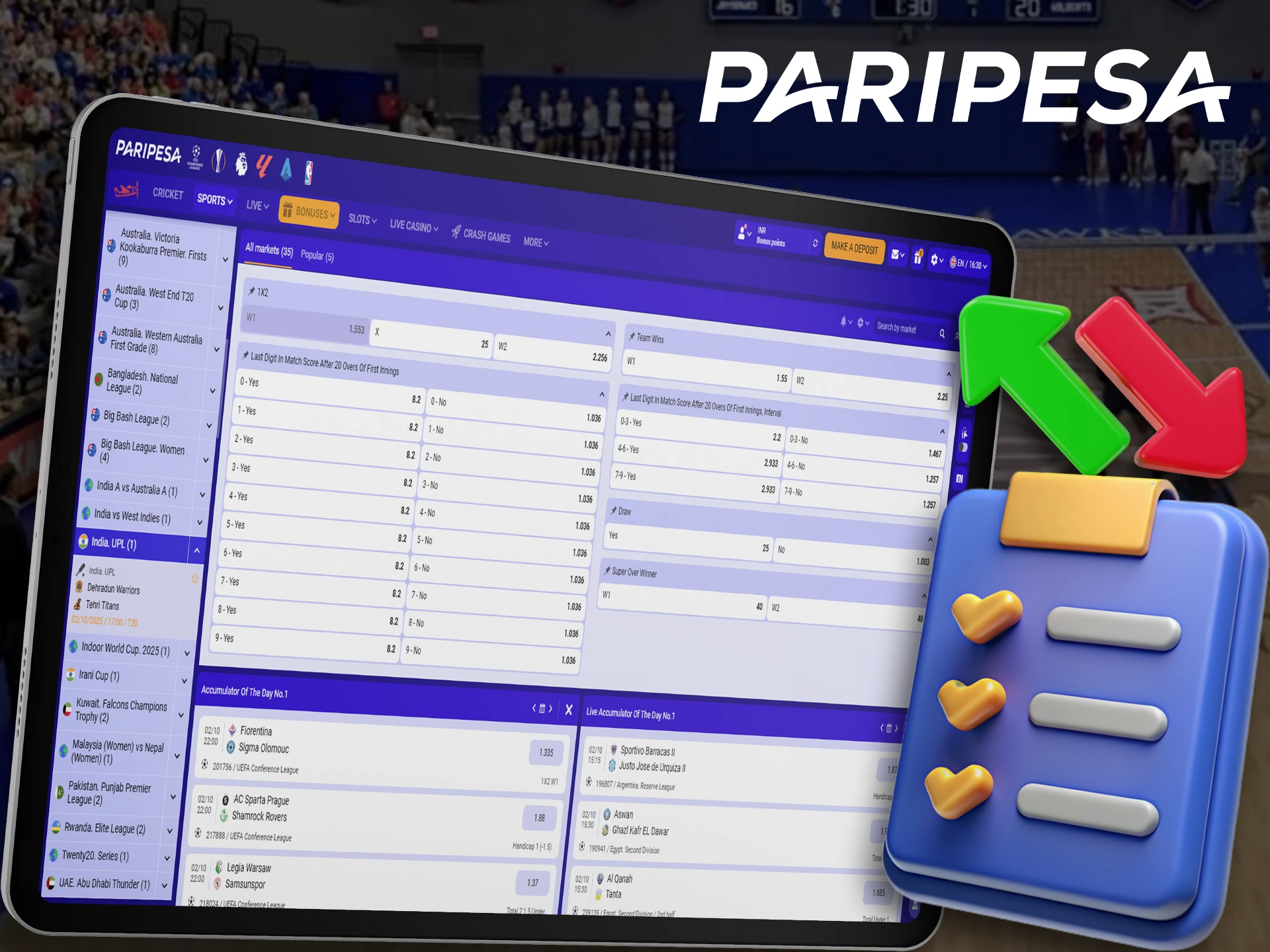 Choose winning markets in the Paripesa sports section.