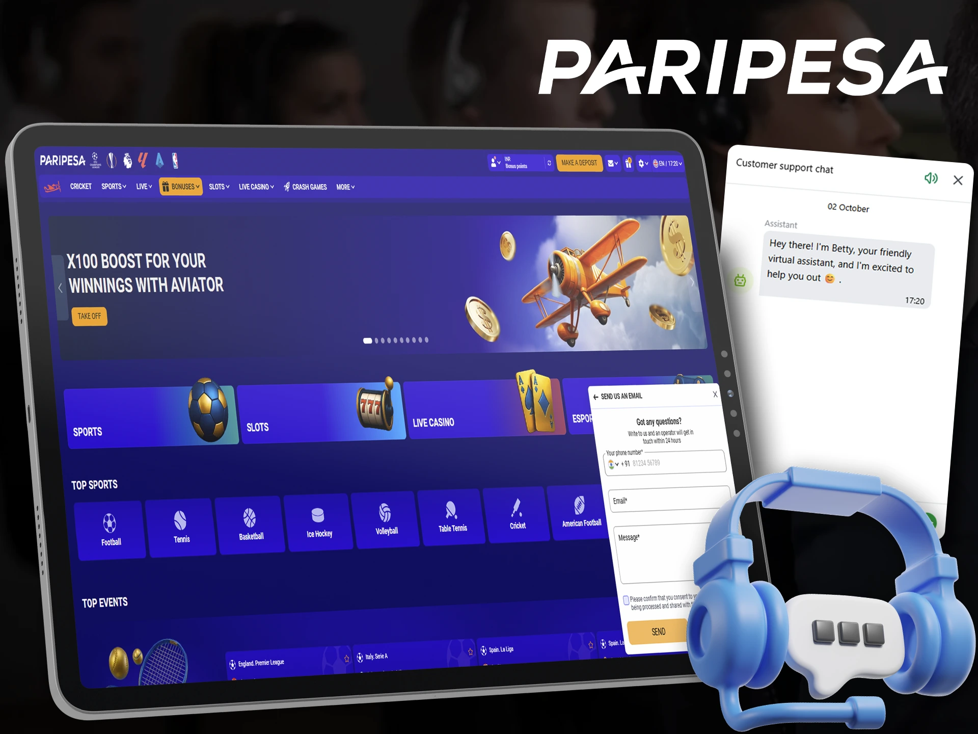 Please contact the Paripesa team in the support section if needed.