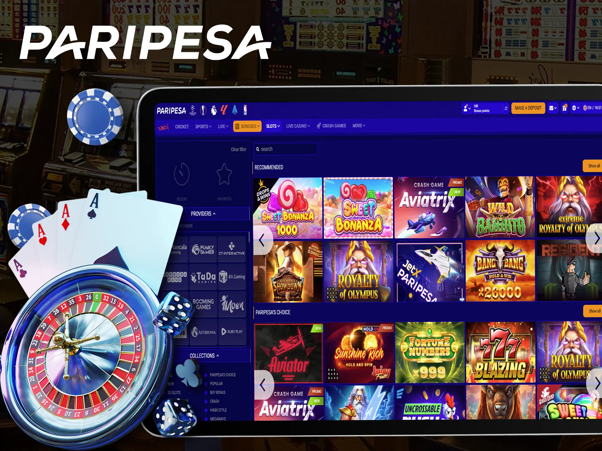 Play online casino anywhere on the Paripesa website.